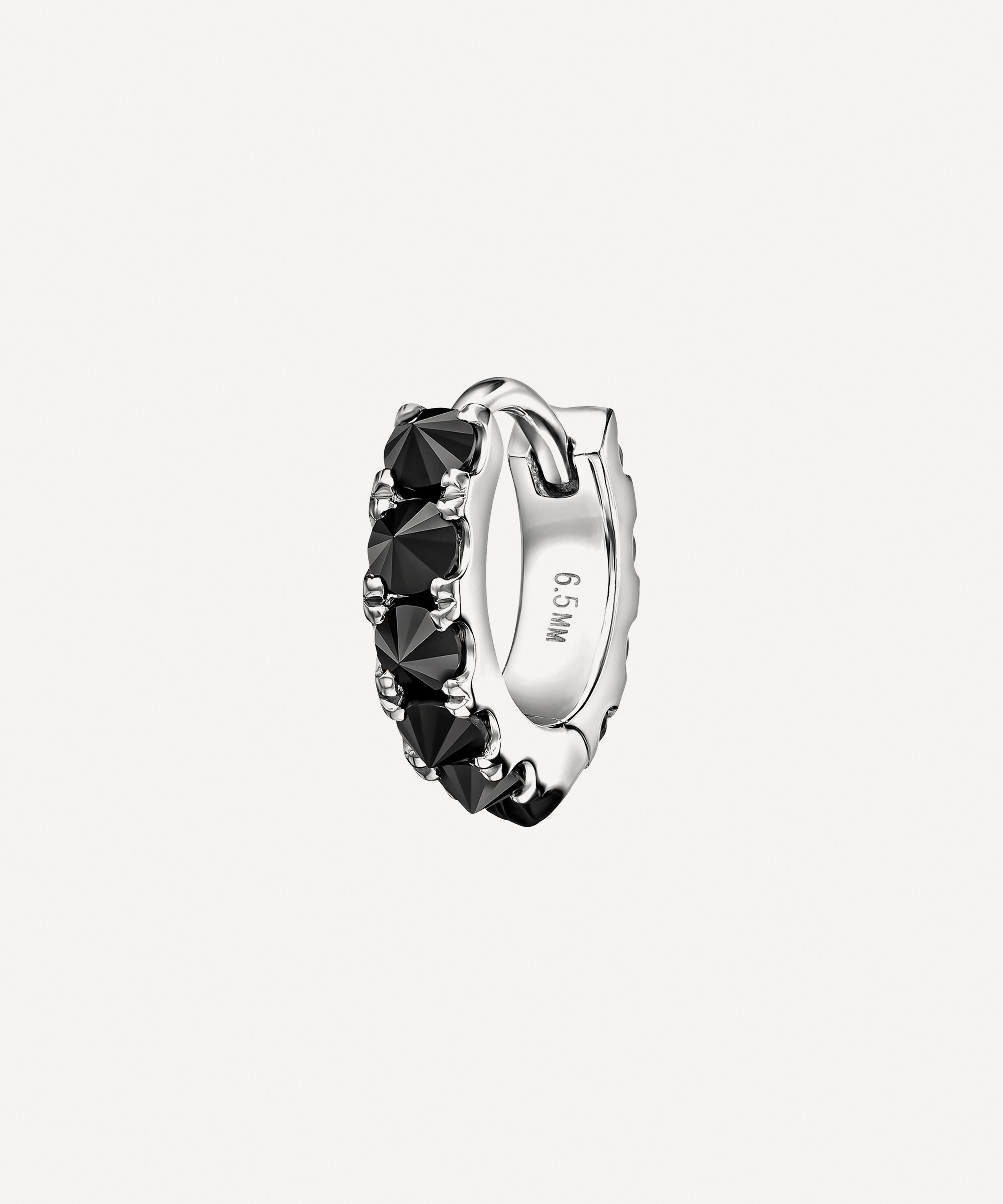 Maria Tash 18ct White Gold Black Diamond Eternity 6.5mm Hoop Earring