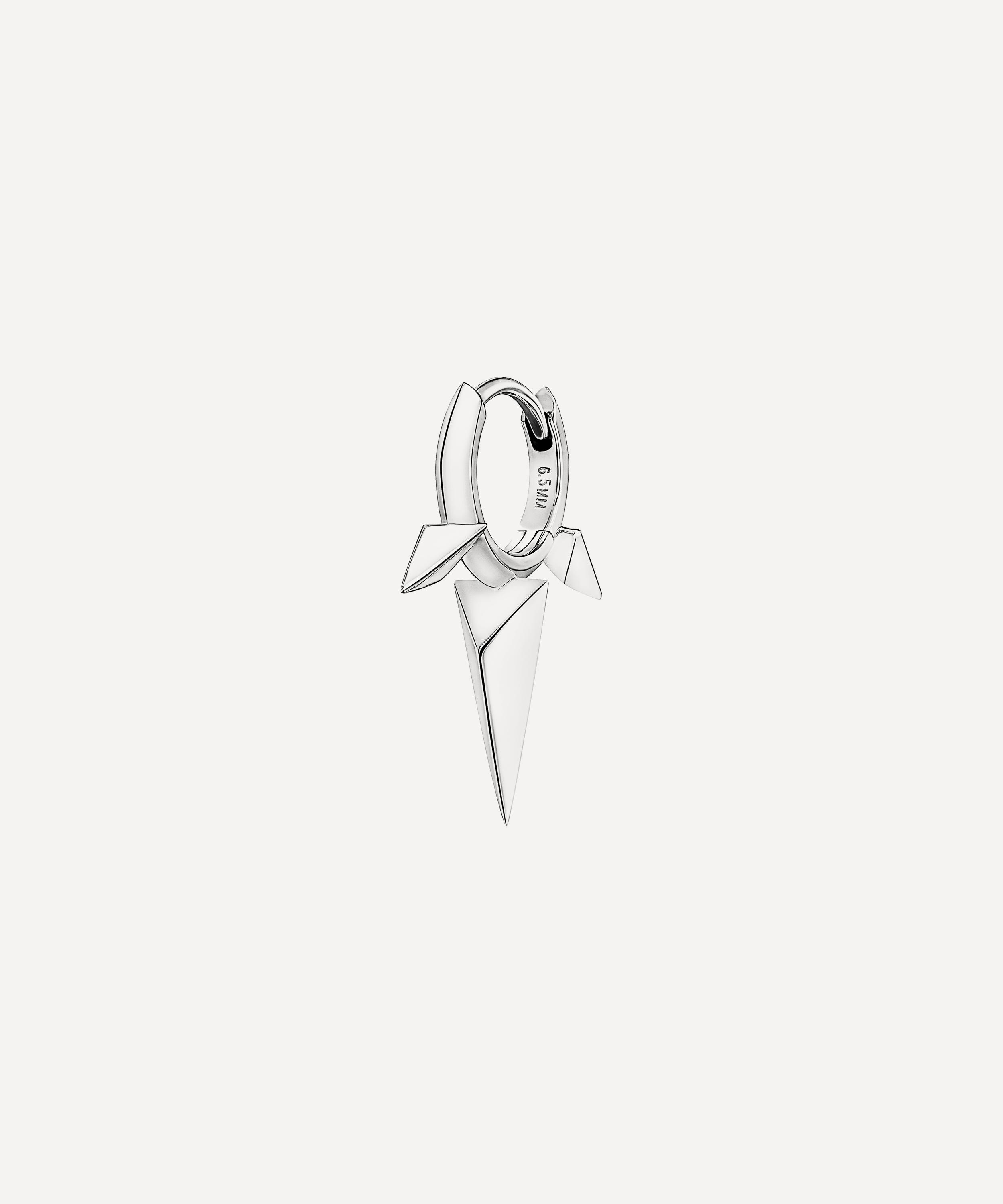 Maria Tash 14ct White Gold 6.5mm Faceted Triple Spike Hoop Earring