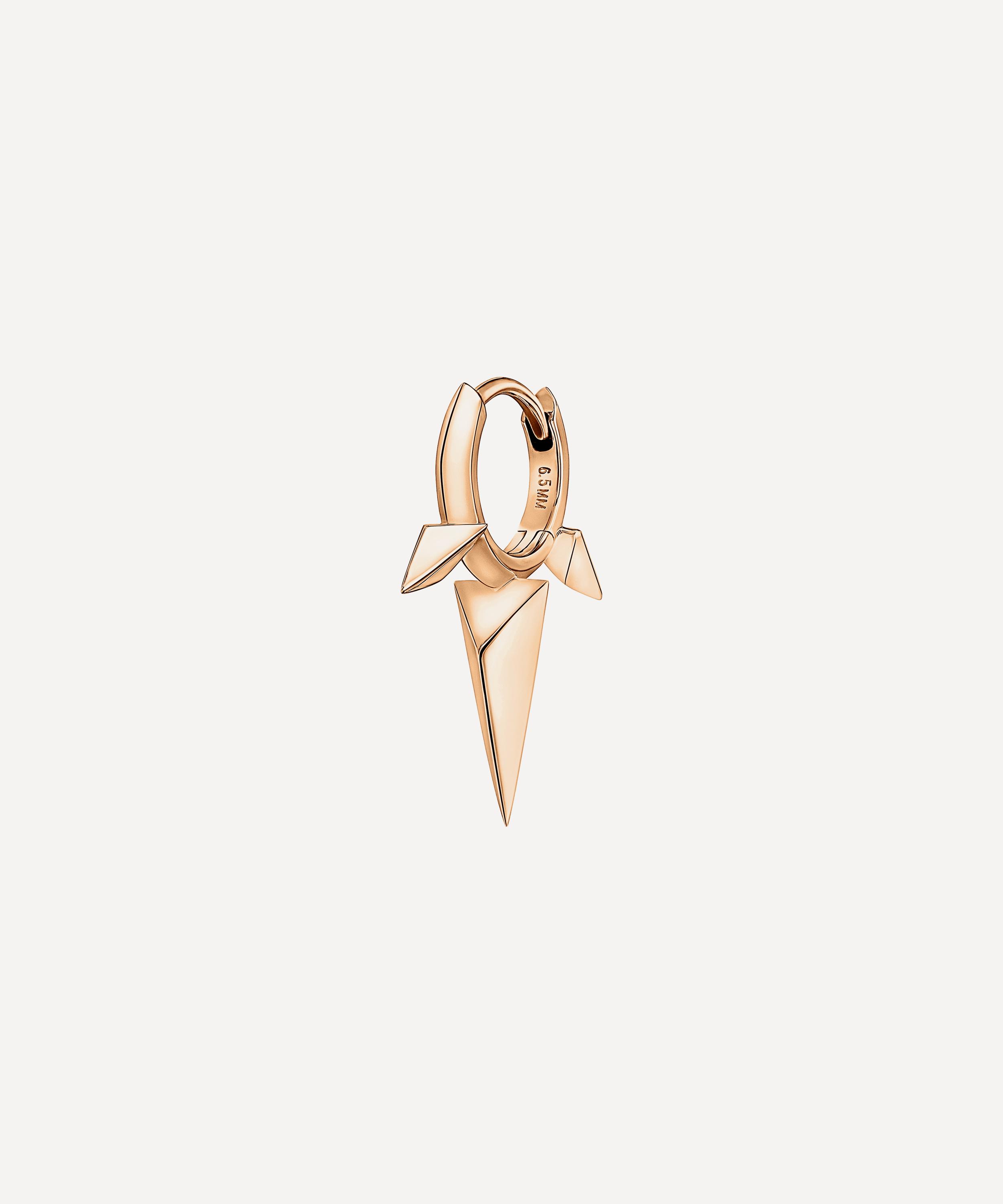 Maria Tash 14ct Rose Gold 6.5mm Faceted Triple Spike Hoop Earring