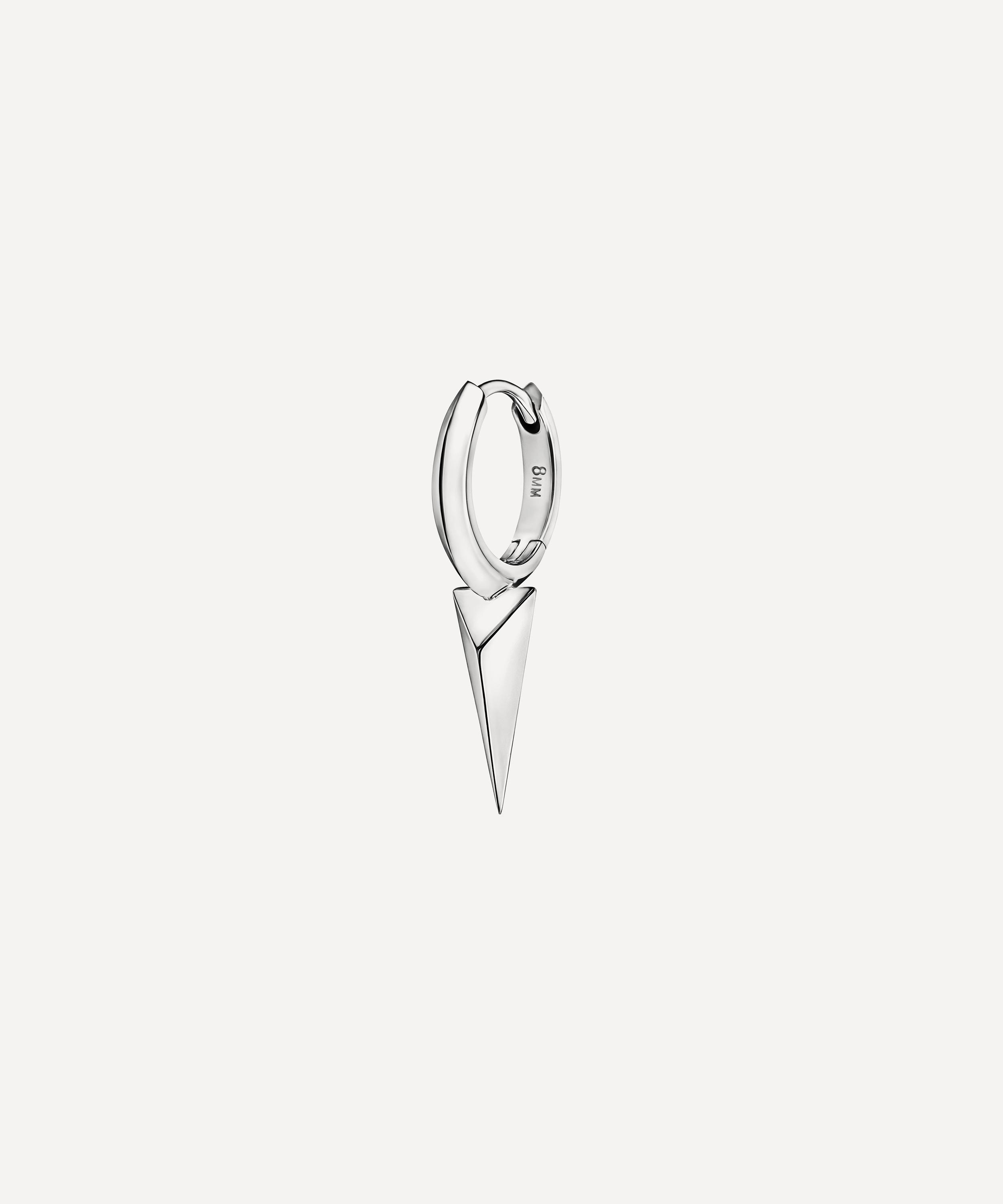 Maria Tash 14ct White Gold 8mm Faceted Single Long Spike Hoop Earring