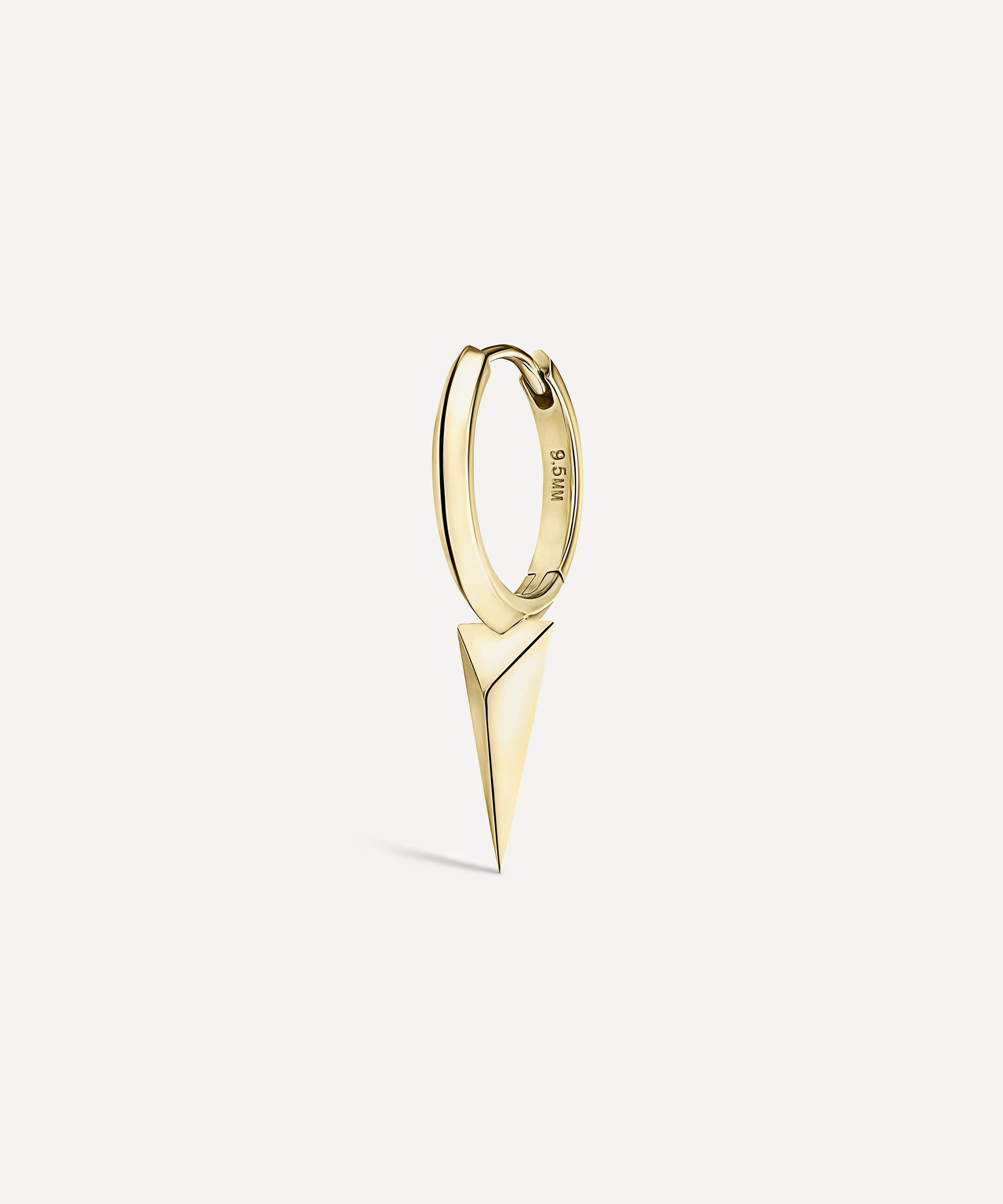 Maria Tash 14ct Gold 9.5mm Faceted Single Long Spike Hoop Earring