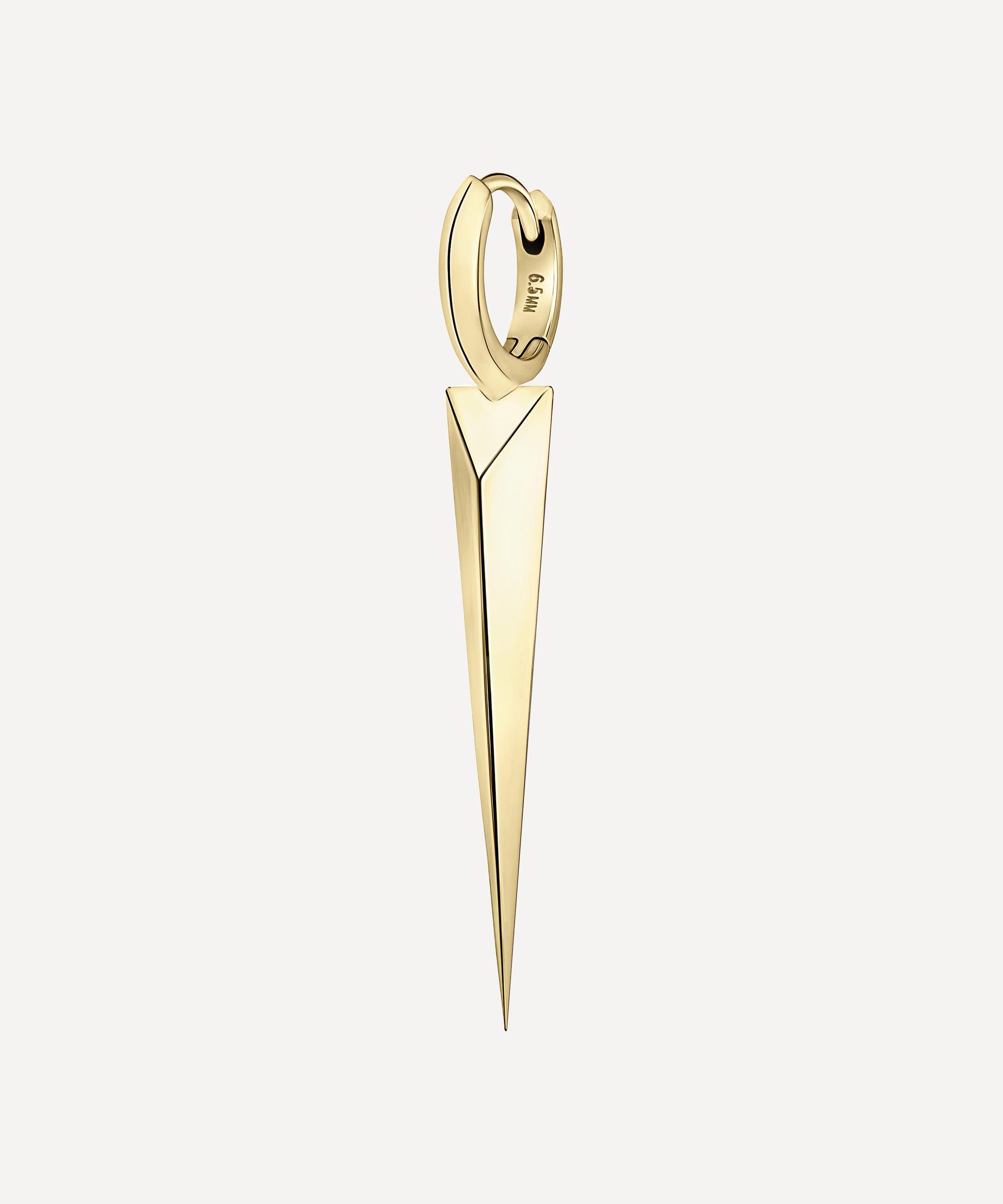 Maria Tash 14ct Gold Faceted Single 25mm Long Spike Clicker Hoop Earring