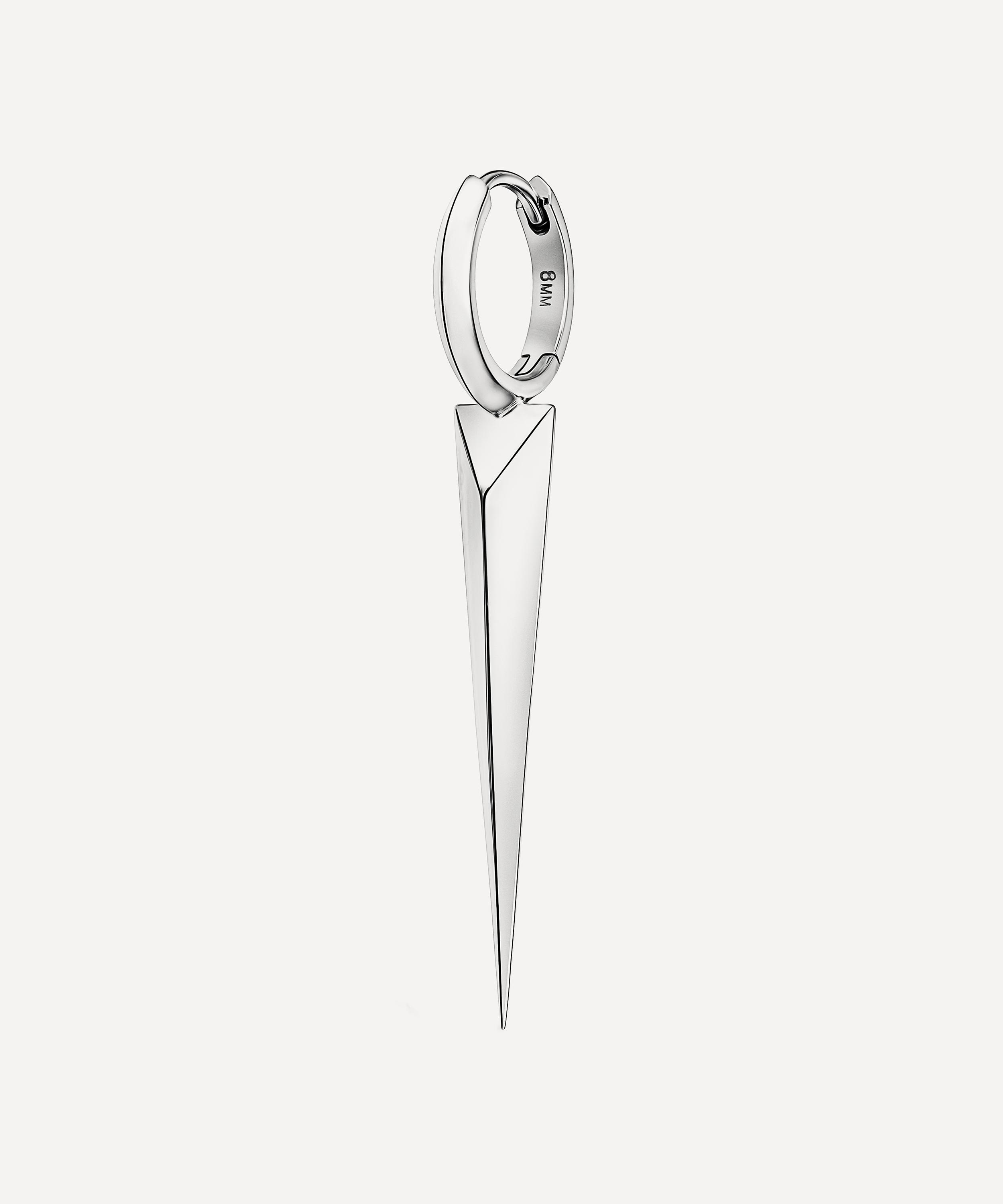 Maria Tash 14ct White Gold Faceted Single 25mm Long Spike Clicker Hoop Earring