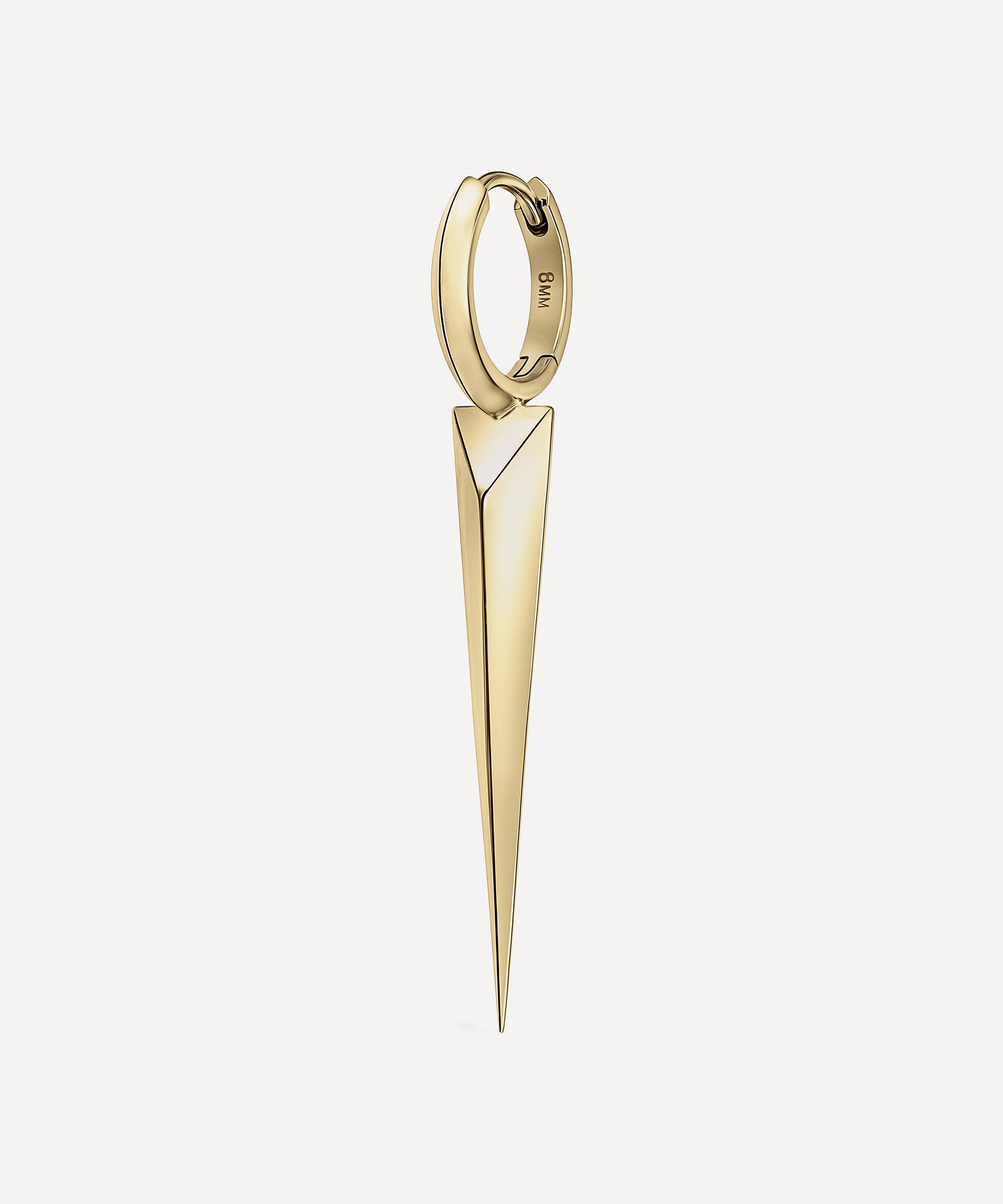 Maria Tash 14ct Gold Faceted Single 25mm Long Spike Clicker Hoop Earring