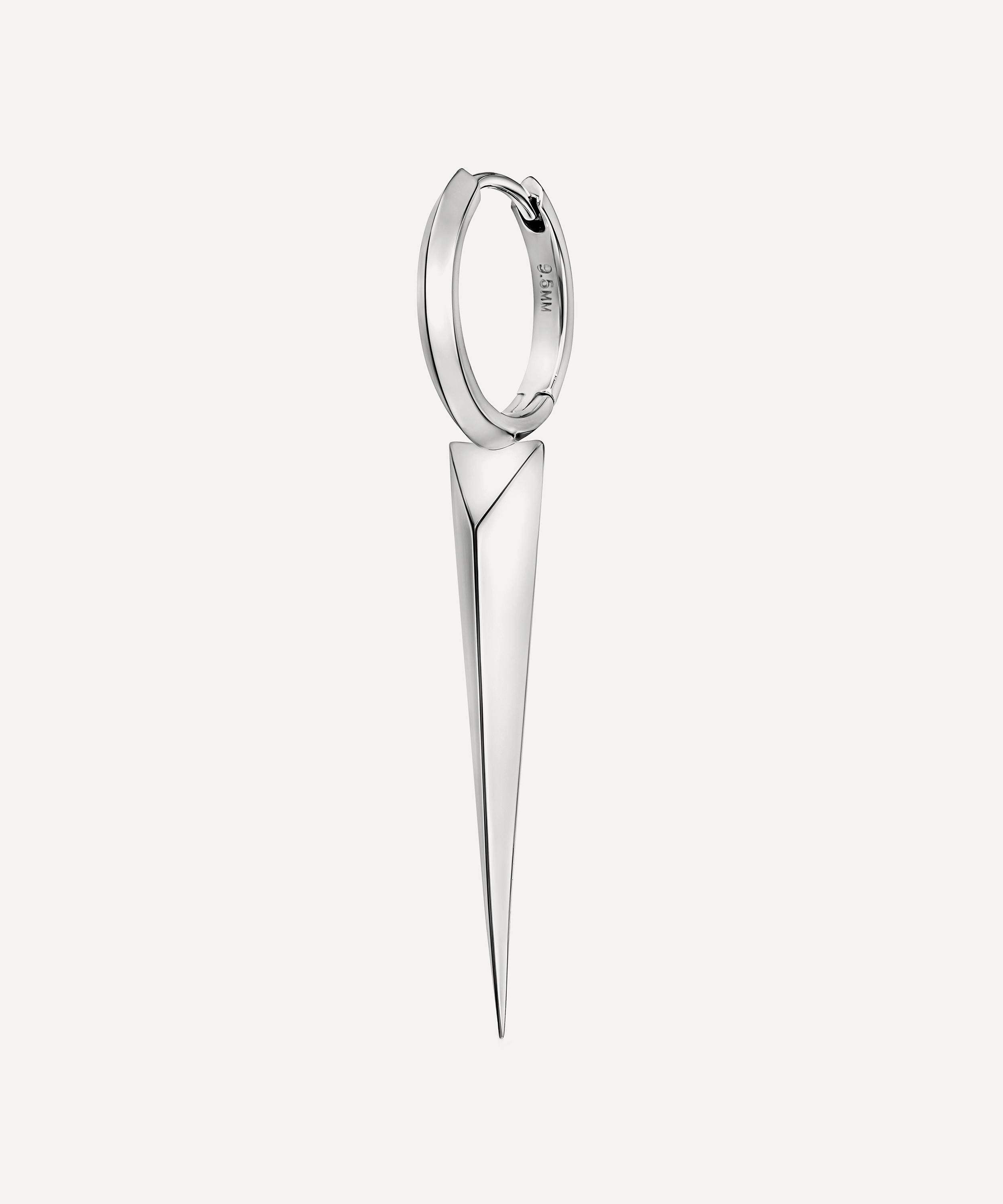 Maria Tash 14ct White Gold Faceted Single 25mm Long Spike Clicker Hoop Earring