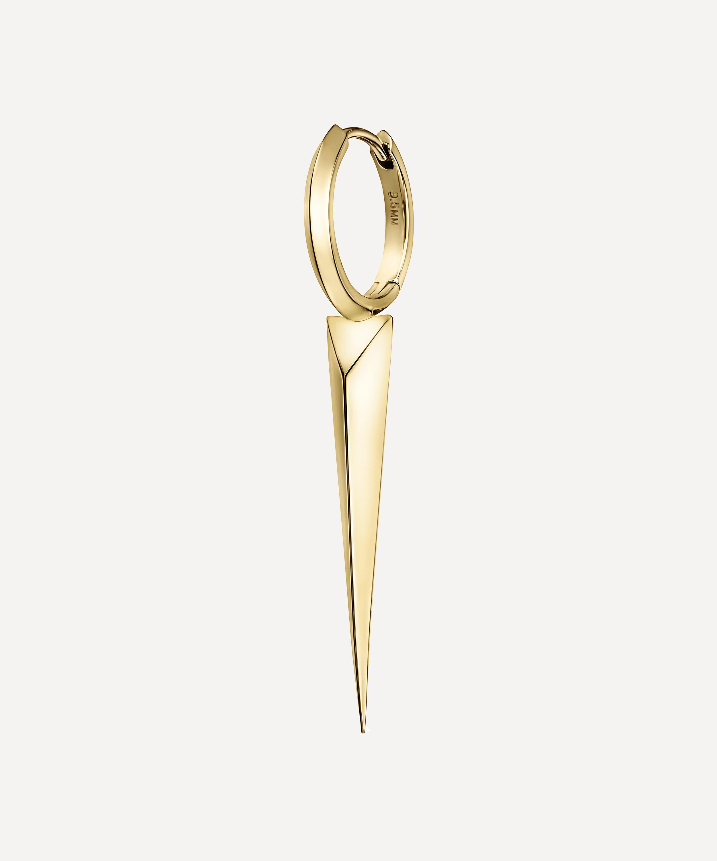 Maria Tash 14ct Gold Faceted Single 25mm Long Spike Clicker Hoop Earring