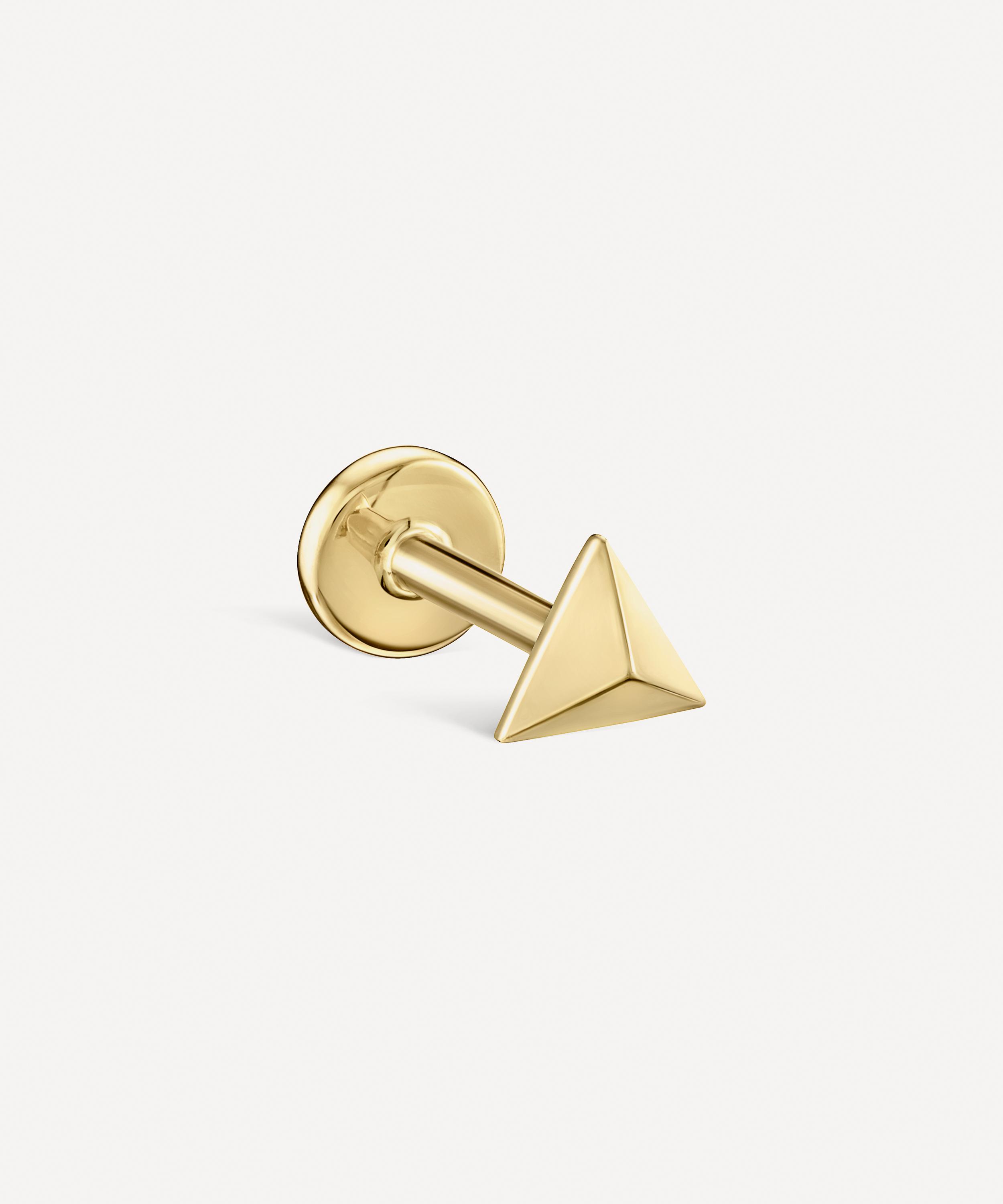 Maria Tash 14ct 3.5mm Faceted Triangle Threaded Stud Earring Gold Luxury Christmas Gift / Present