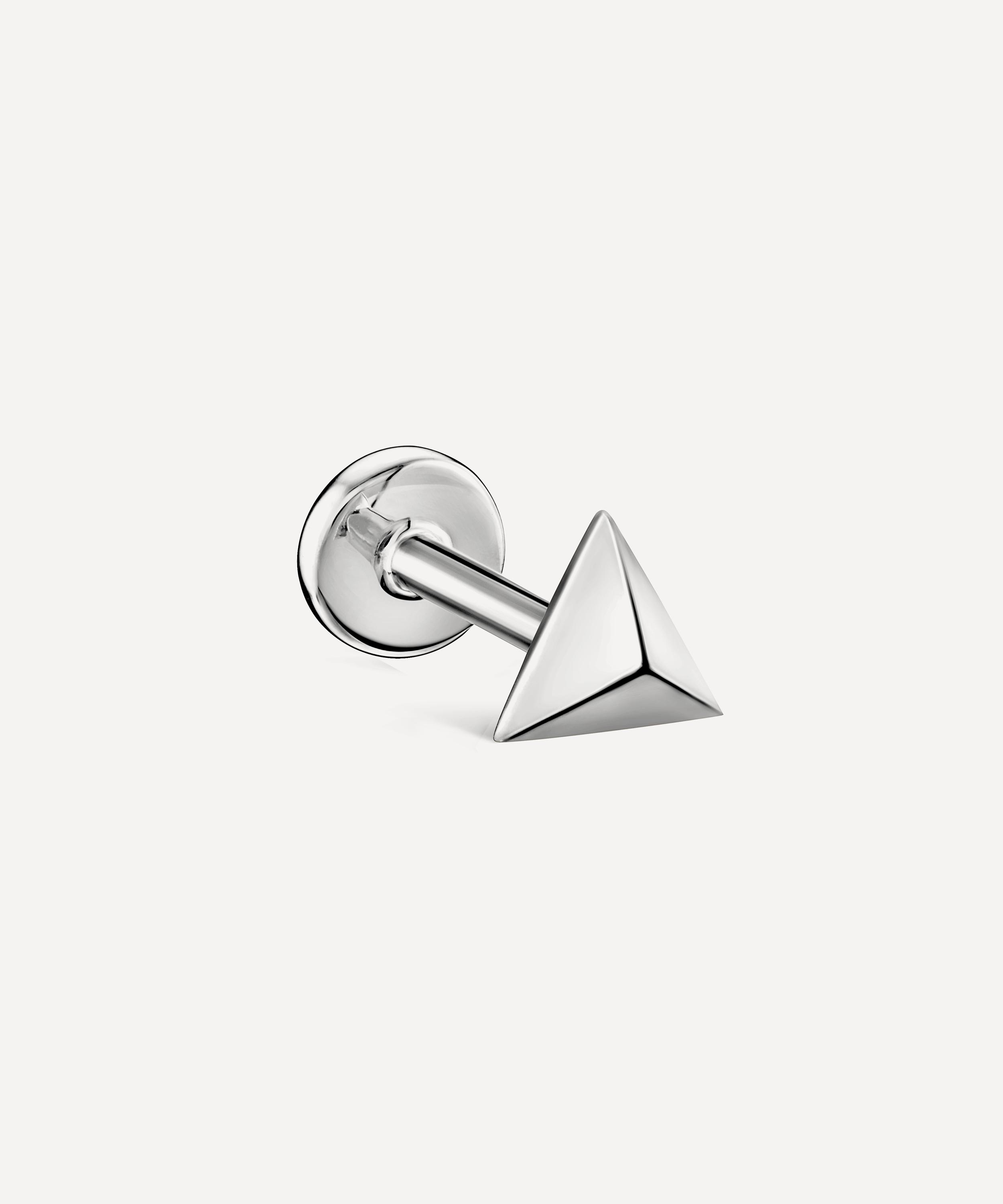 Maria Tash 14ct White Gold 5mm Faceted Triangle Threaded Stud Earring