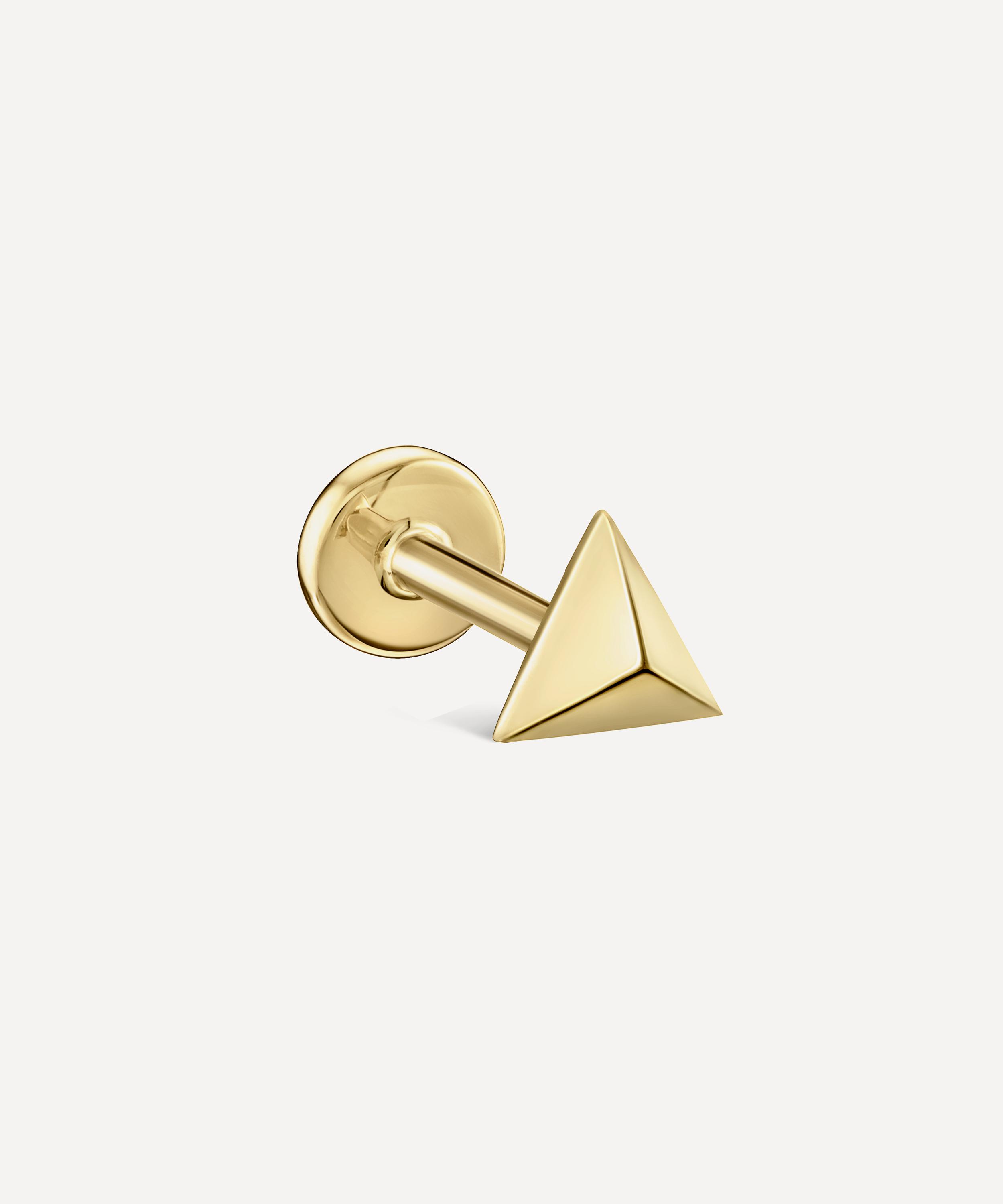 Maria Tash 14ct Gold 5mm Faceted Triangle Threaded Stud Earring