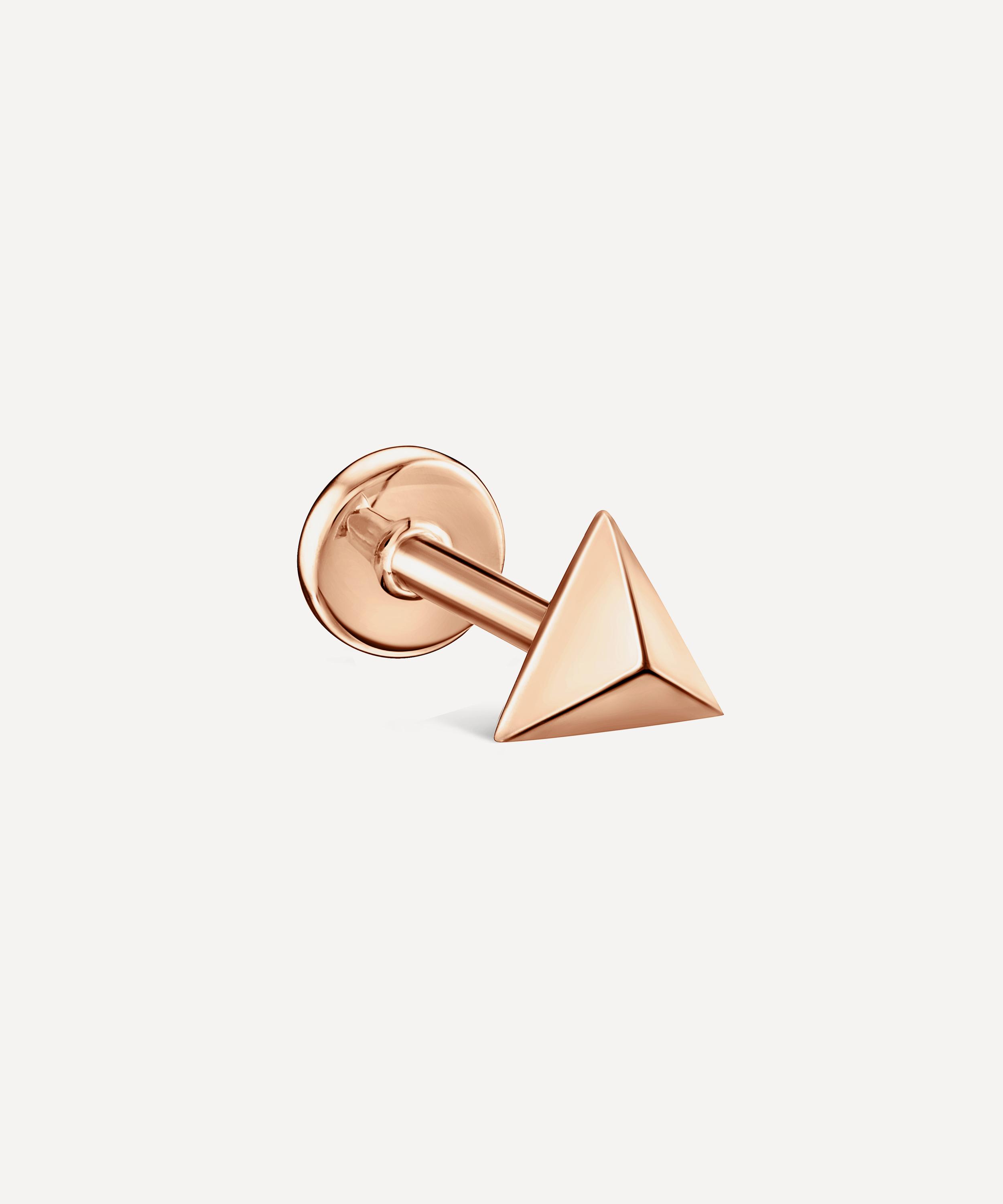 Maria Tash 14ct Rose Gold 5mm Faceted Triangle Threaded Stud Earring