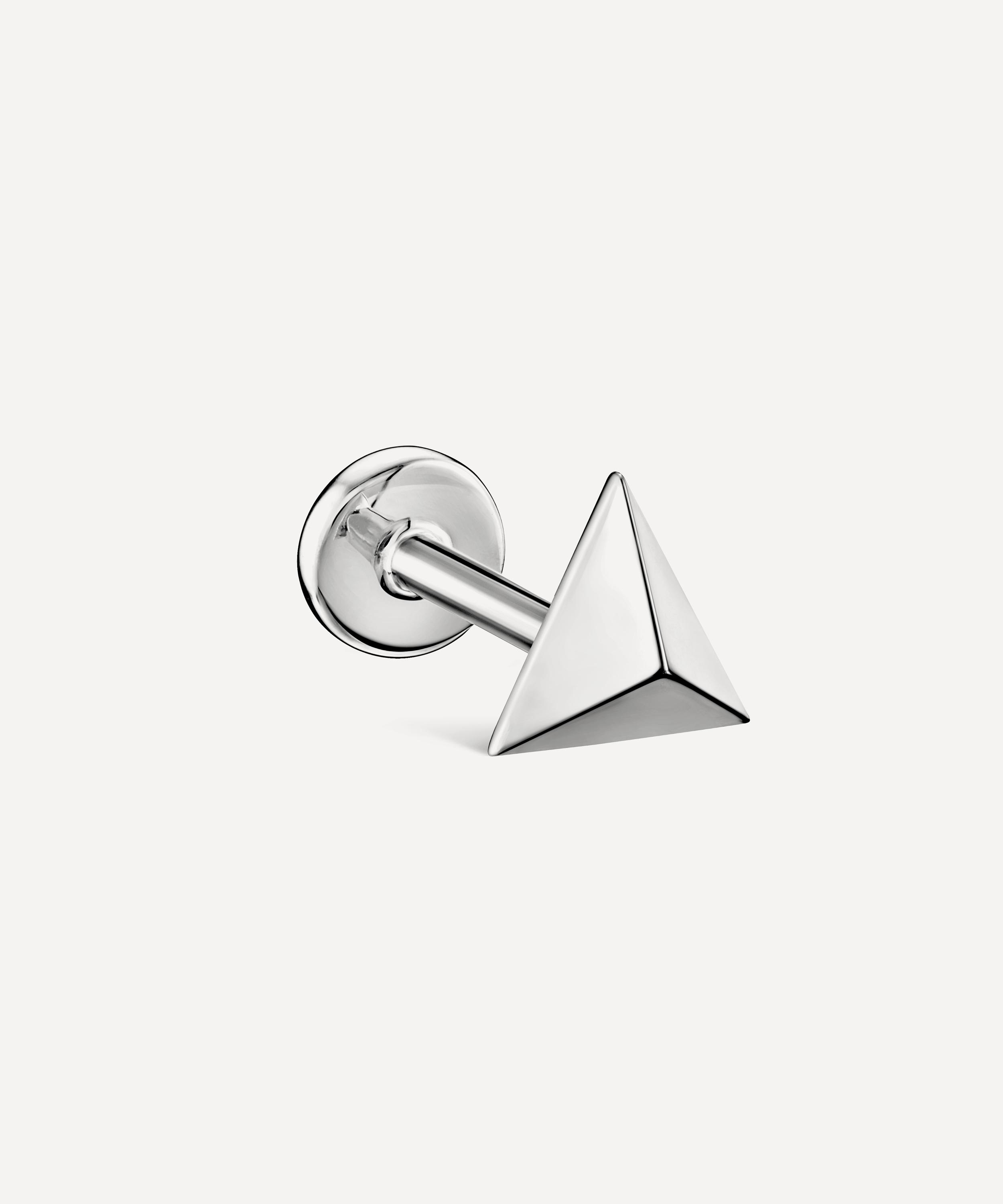 Maria Tash 14ct White Gold 7mm Faceted Triangle Threaded Stud Earring