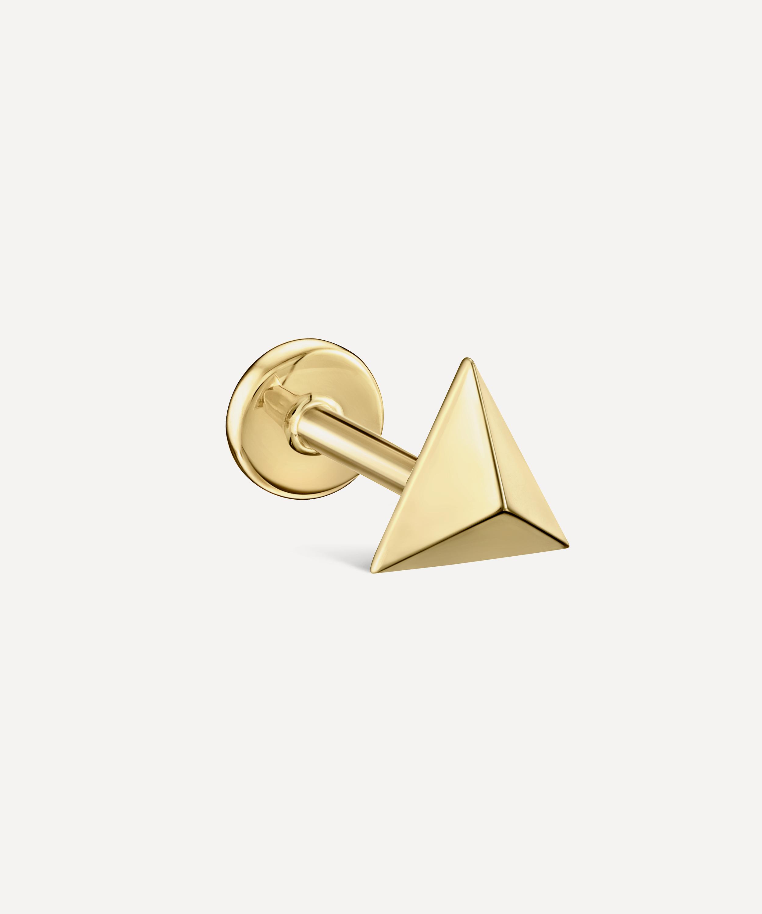 Maria Tash 14ct Gold 7mm Faceted Triangle Threaded Stud Earring In Gold