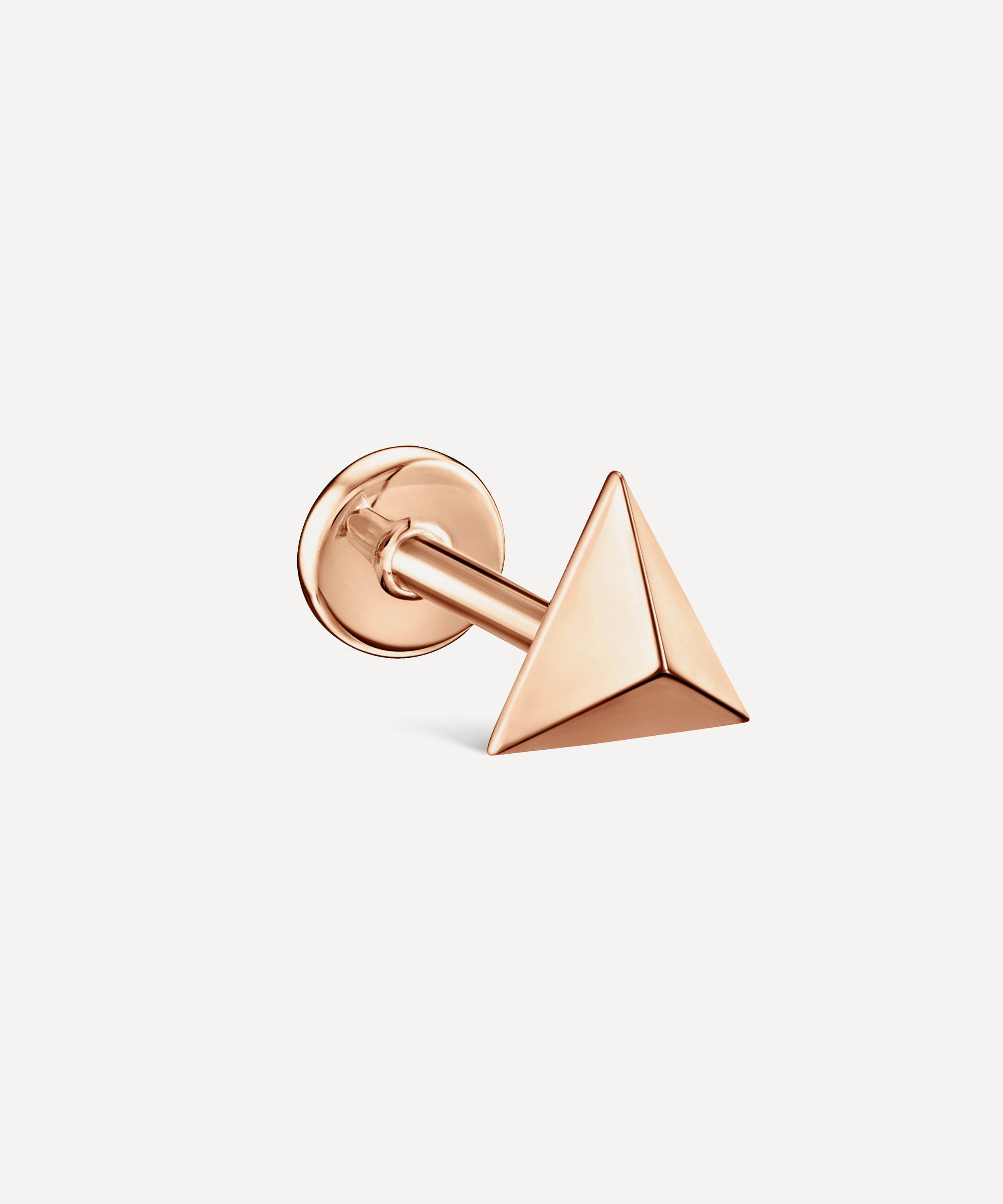 Maria Tash 14ct Rose Gold 7mm Faceted Triangle Threaded Stud Earring
