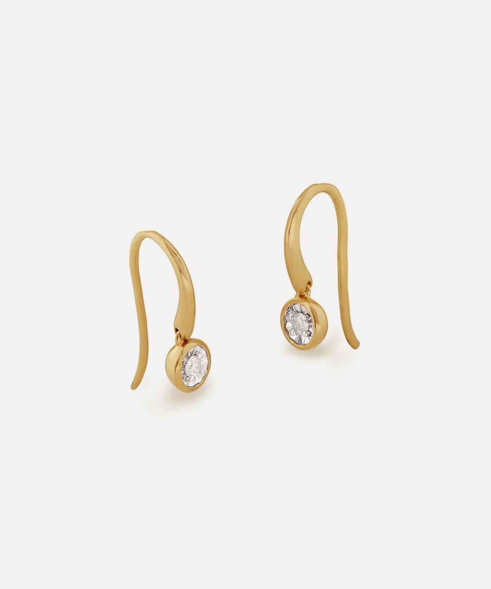 MONICA VINADER 18CT GOLD-PLATED VERMEIL SILVER DIAMOND ESSENTIAL WIRE DROP EARRINGS