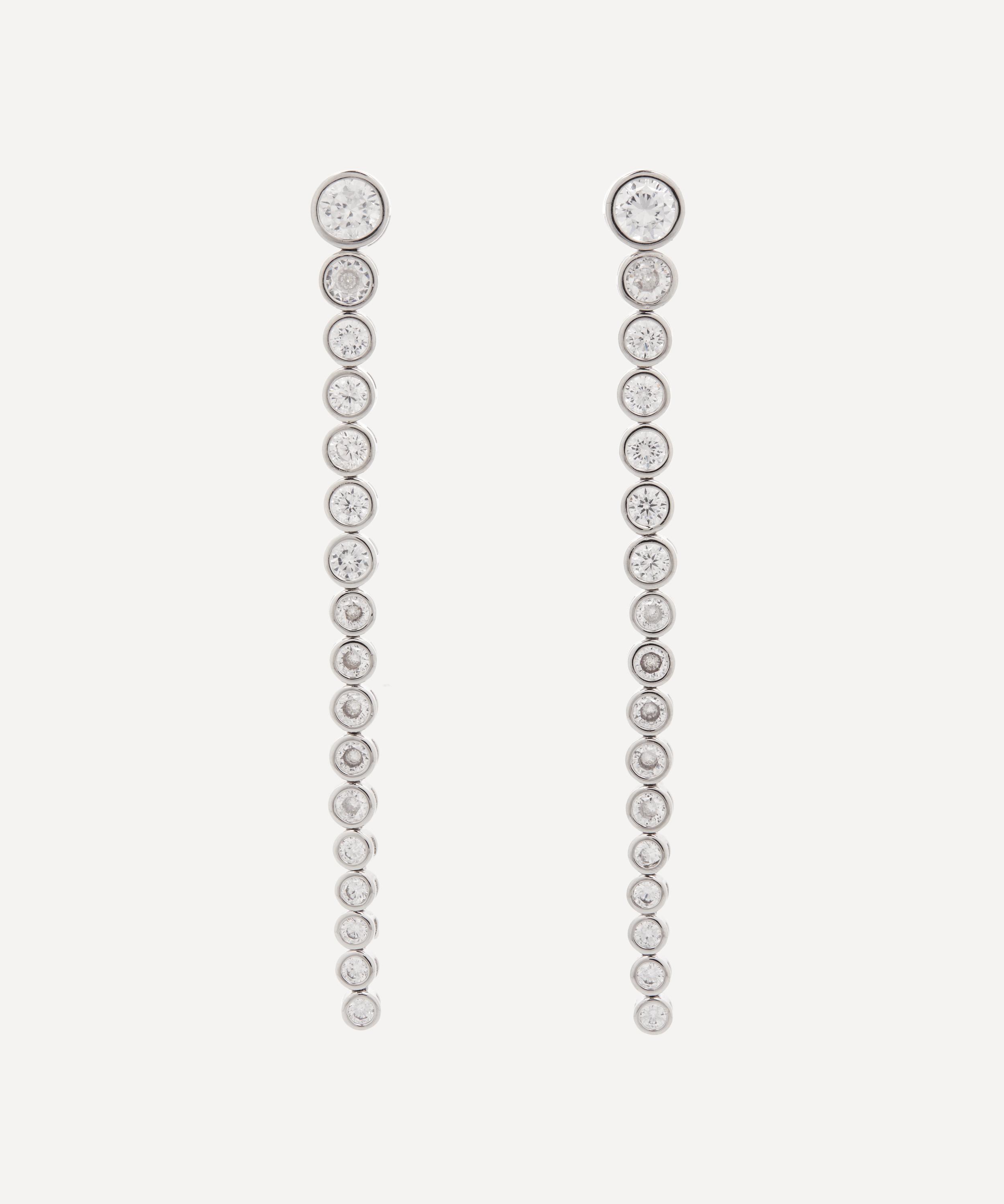 Cz By Kenneth Jay Lane Rhodium-plated Graduated Round Cubic Zirconia Drop Earrings In Rhodium