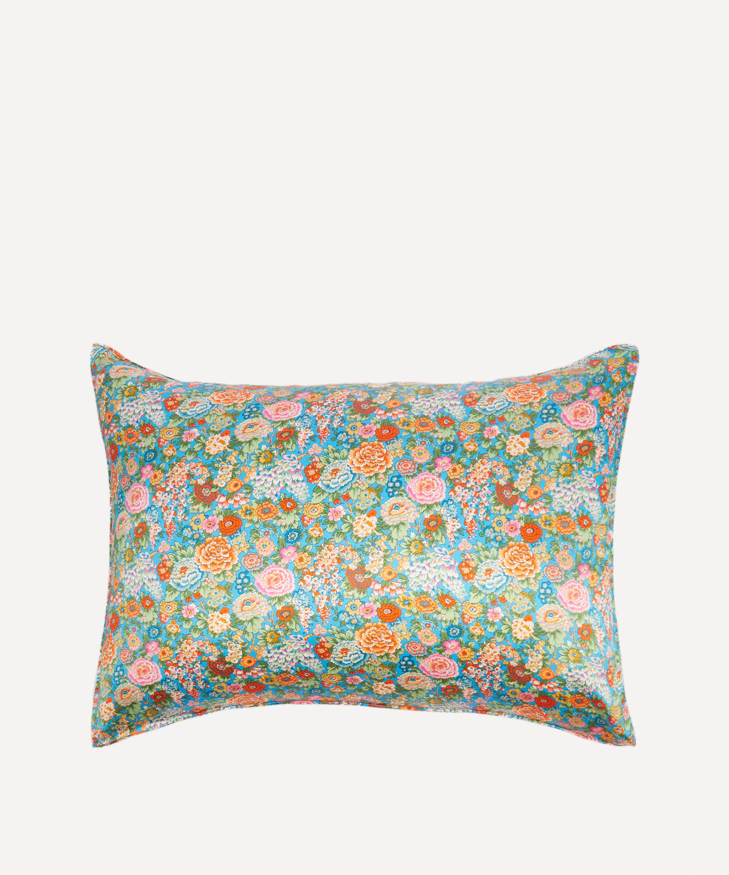 COCO & WOLF COCO & WOLF ELYSIAN DAY TEAL SILK SATIN PILLOWCASES SET OF TWO 