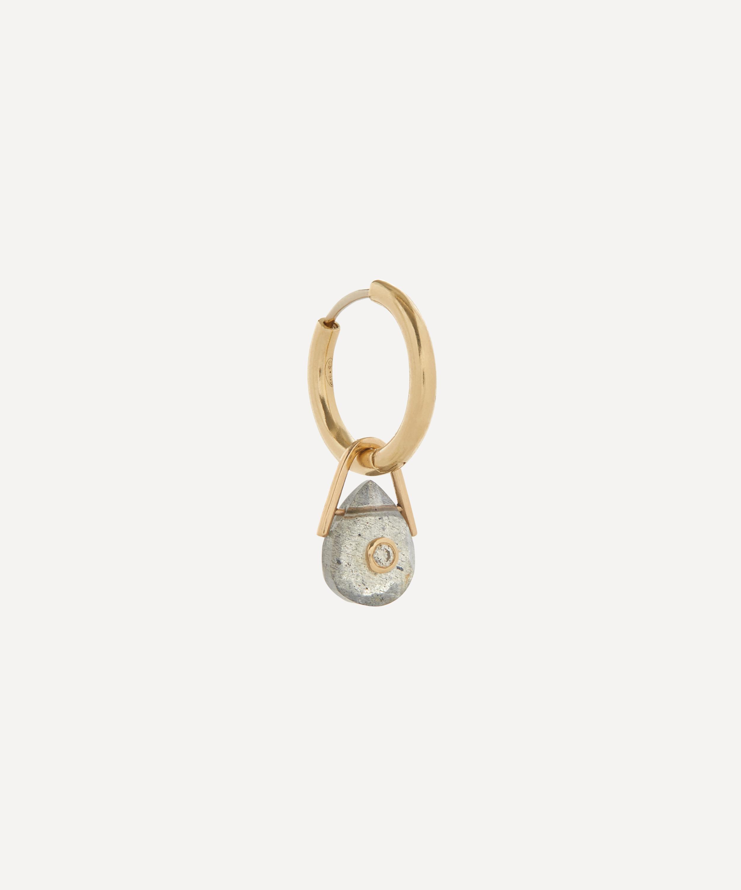 Shop Pascale Monvoisin 9ct Gold Orso Labradorite And Diamond Drop Earring