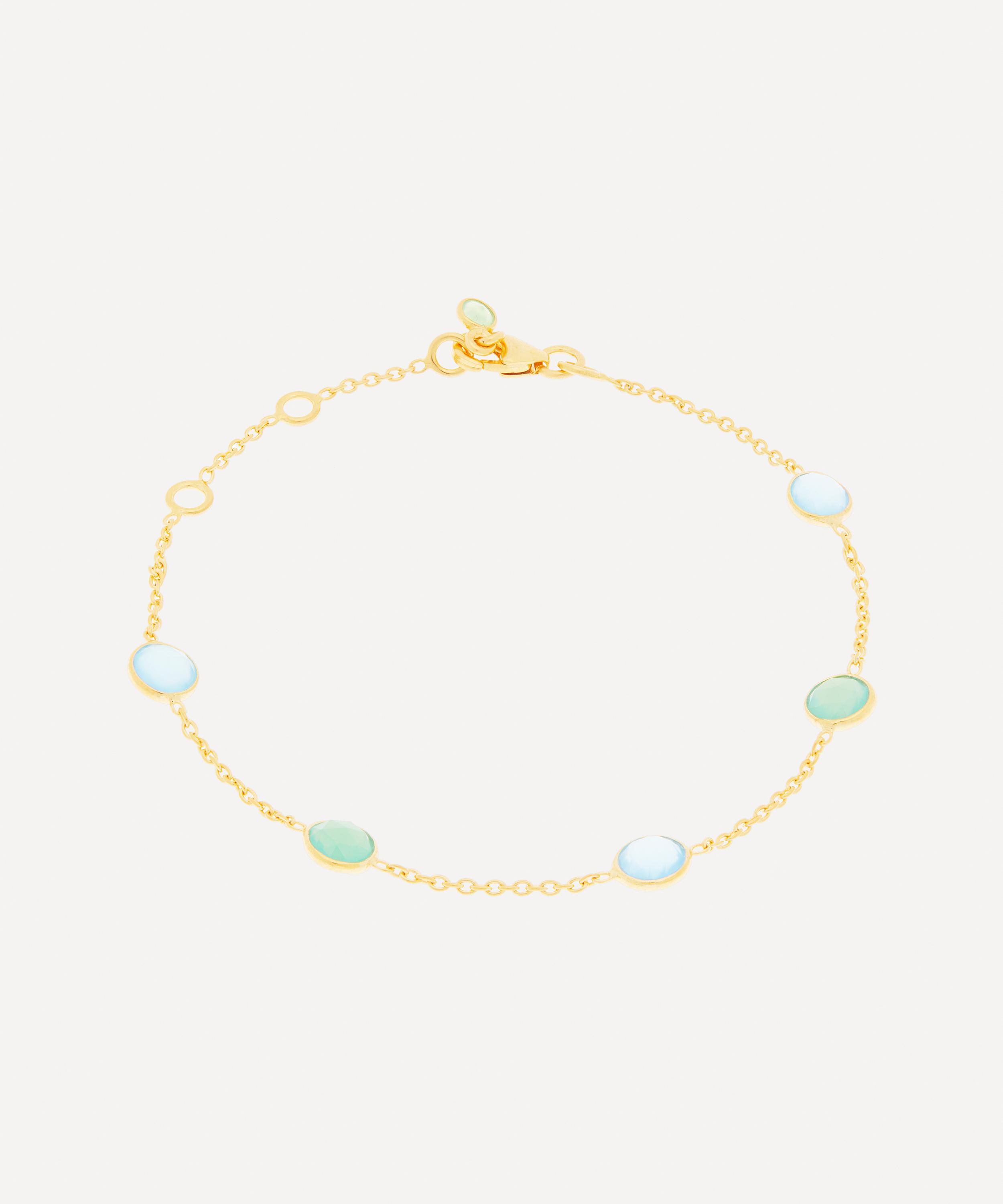 Auree 18ct Gold-plated Vermeil Silver Antibes Chrysoprase And Blue Chalcedony Bracelet