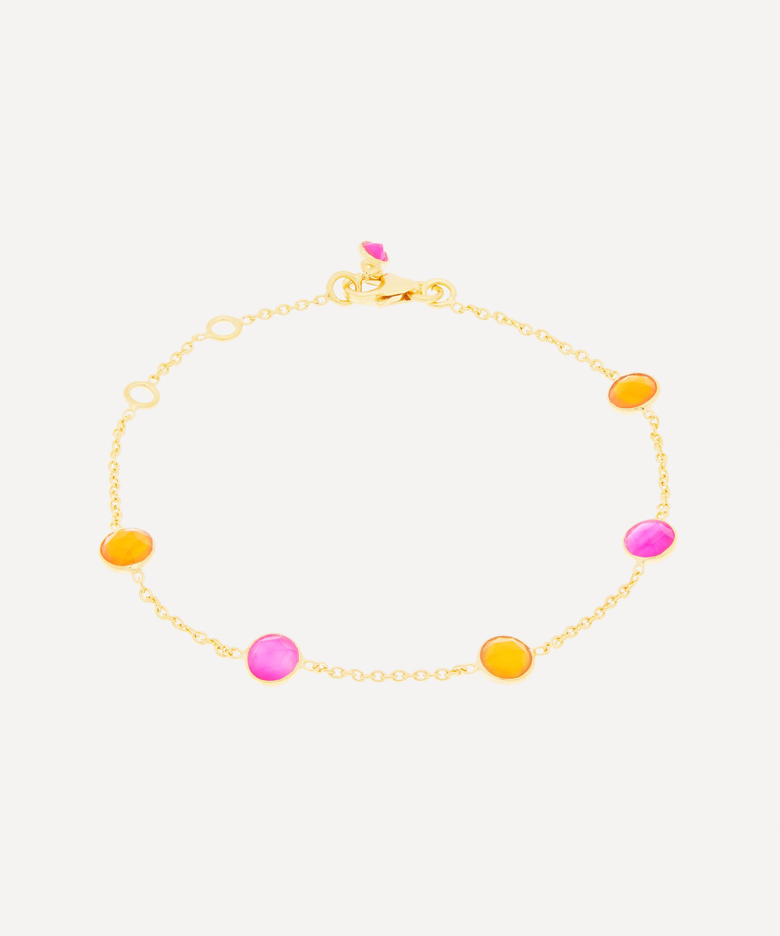 Auree 18ct Gold-plated Vermeil Silver Antibes Carnelian And Fuchsia Pink Chalcedony Bracelet