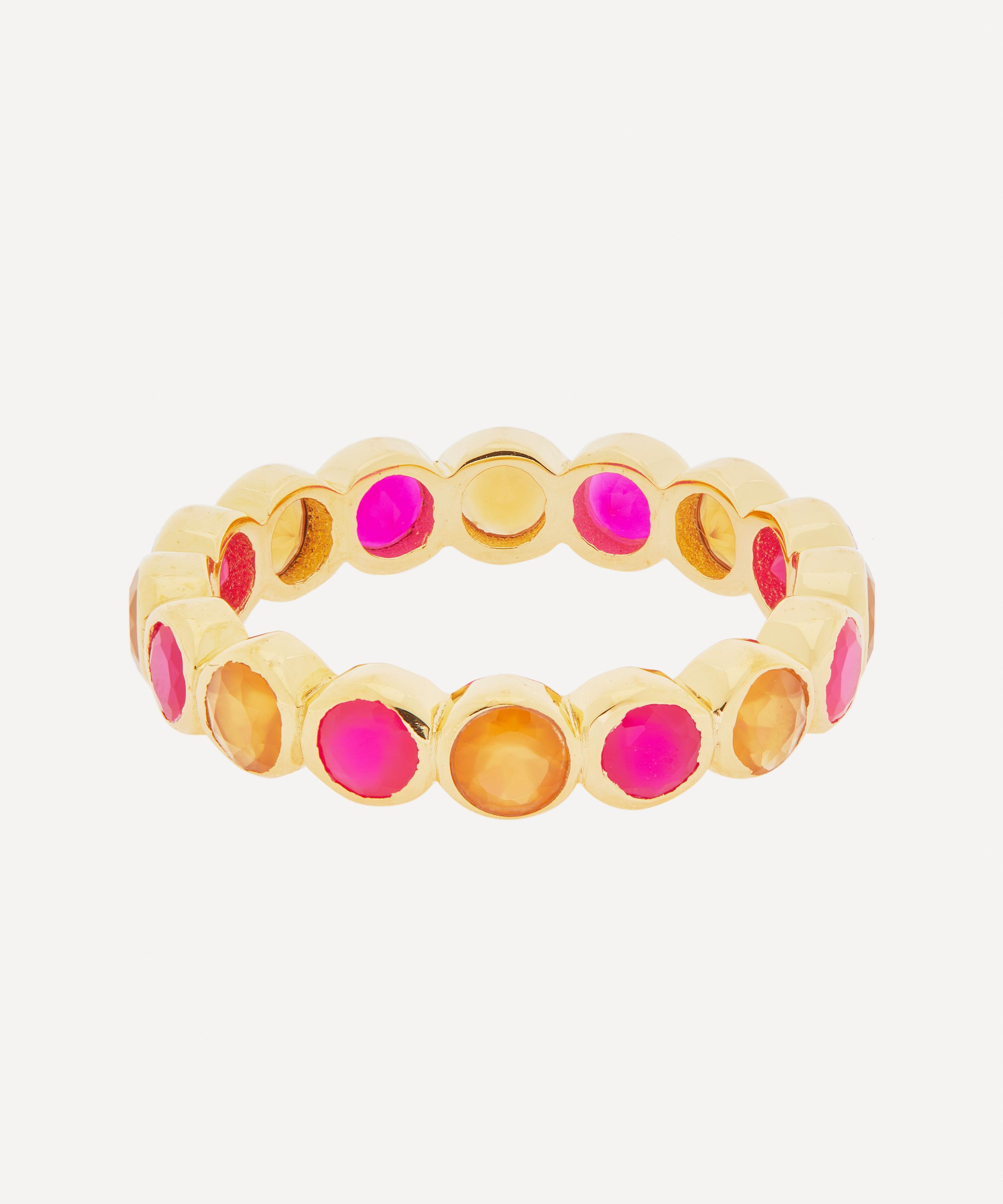 Auree 18ct Gold-plated Vermeil Silver Ortigia Carnelian And Fuchsia Pink Chalcedony Ring
