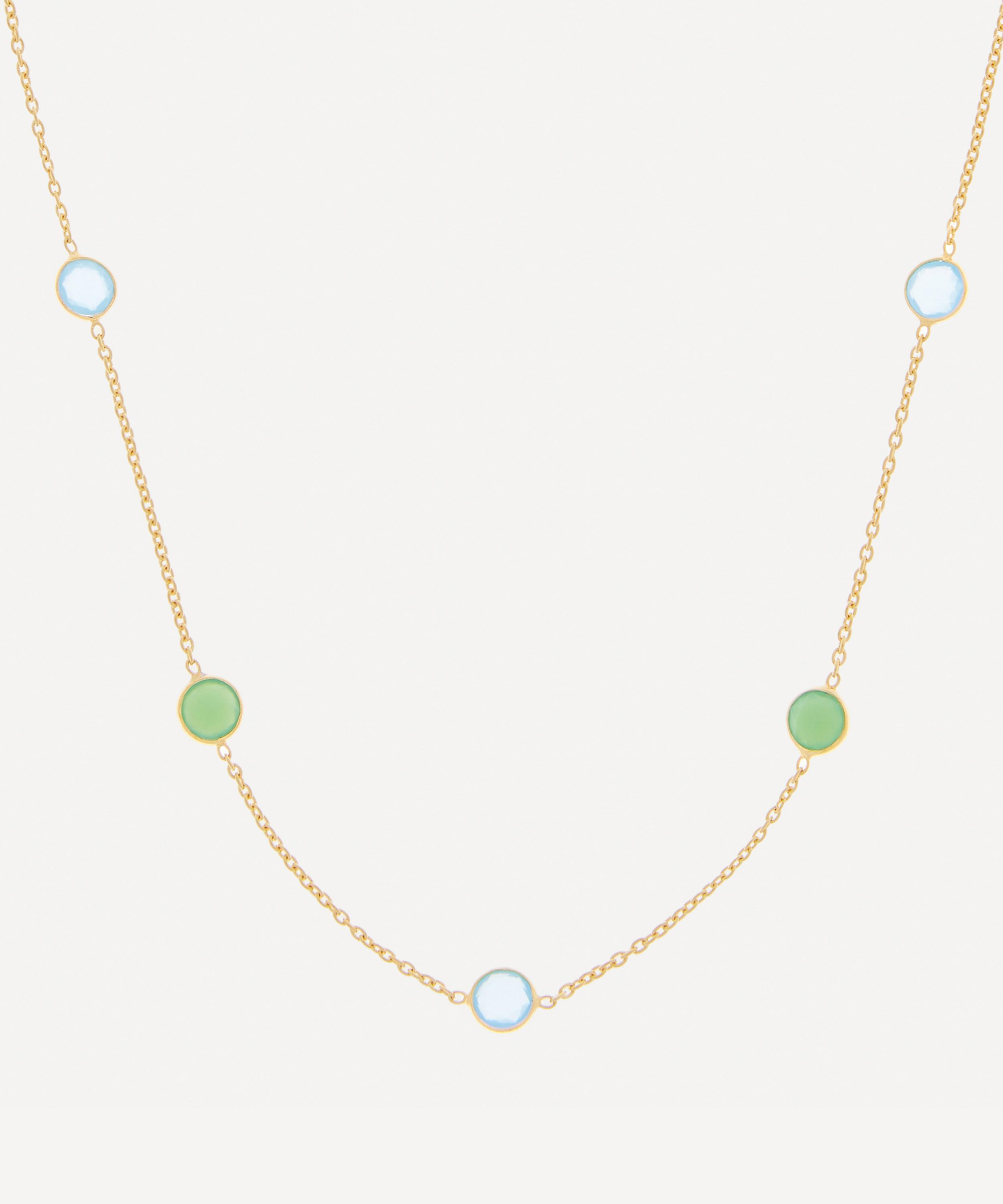 Auree 18ct Gold-plated Vermeil Silver Antibes Chrysoprase And Blue Chalcedony Necklace