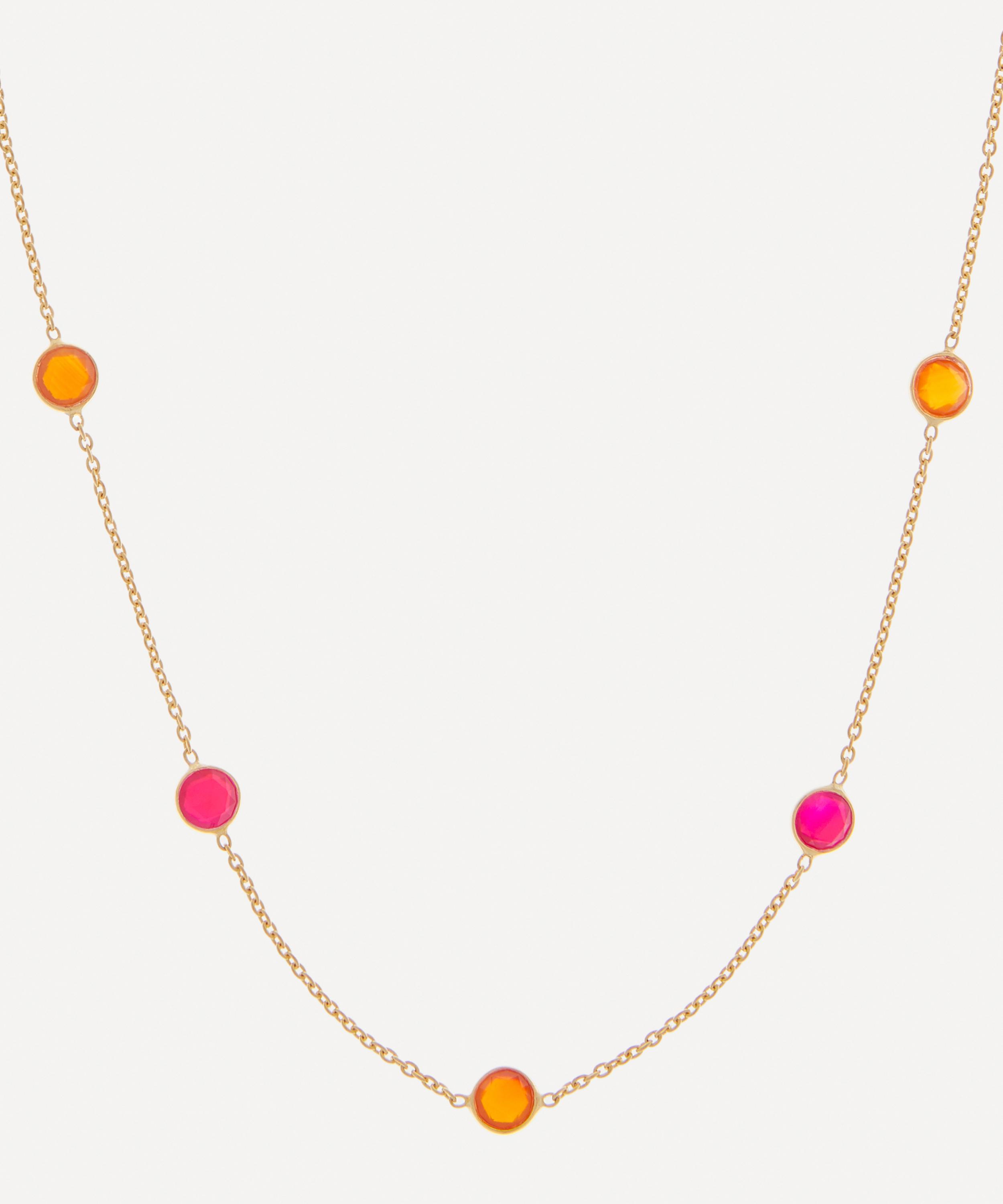 Auree 18ct Gold-plated Vermeil Silver Antibes Carnelian And Fuchsia Pink Chalcedony Necklace