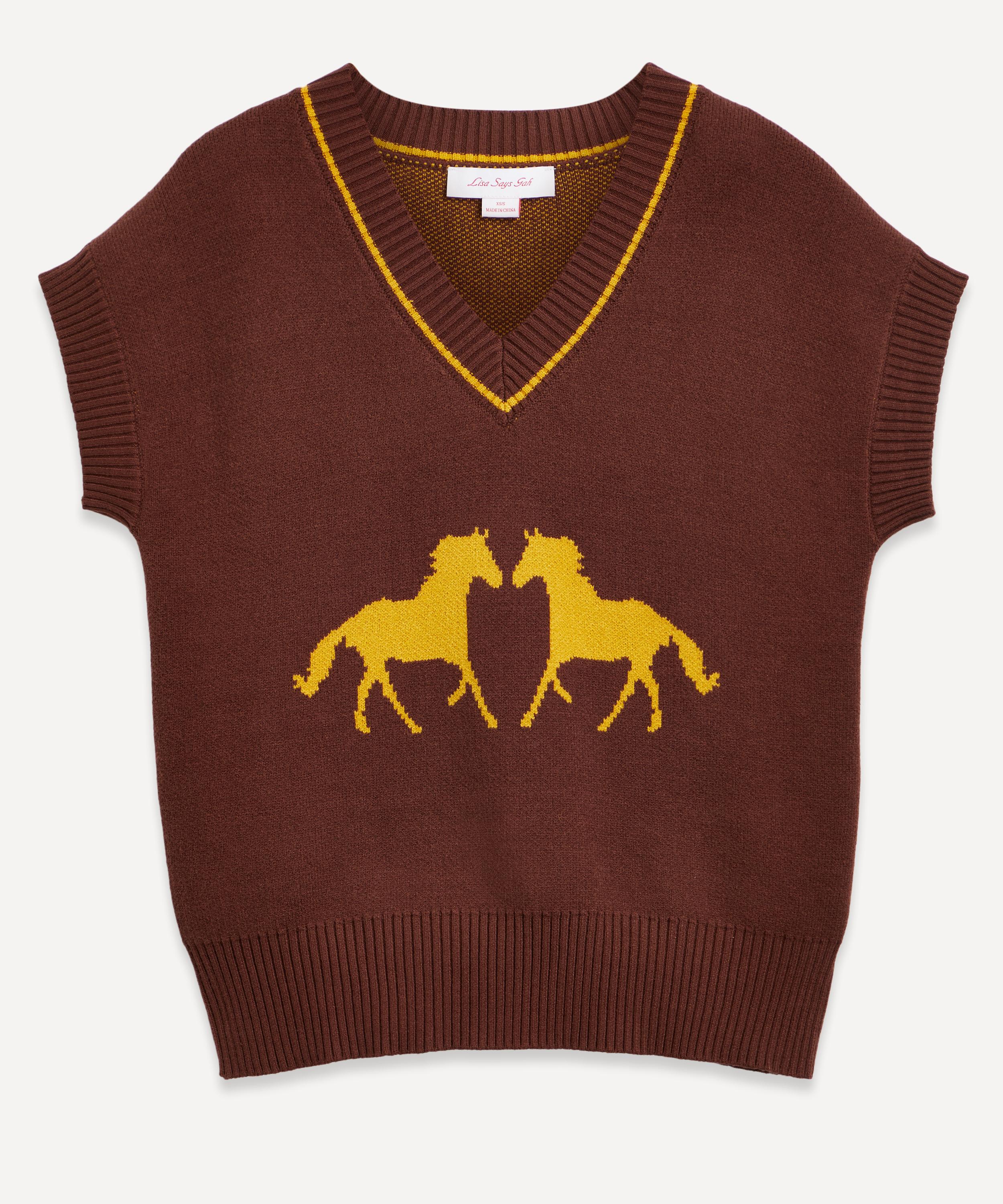 Lisa Says Gah Women's Fangio Vest In Brown Horses