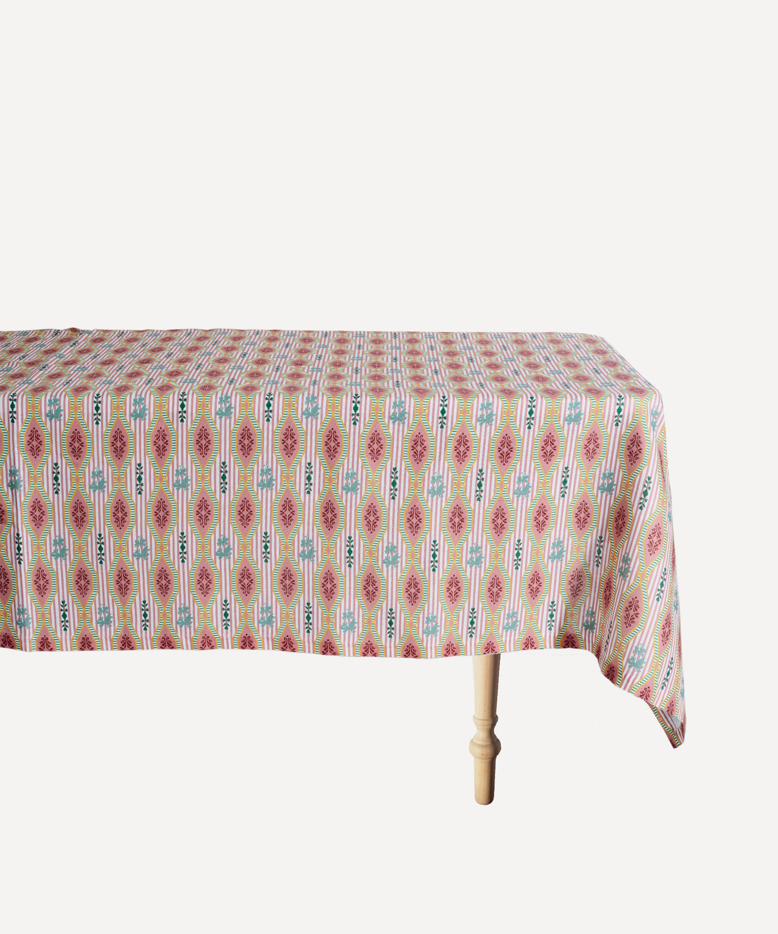 Cabana Rosa Square 250x250cm Linen Tablecloth In Pink