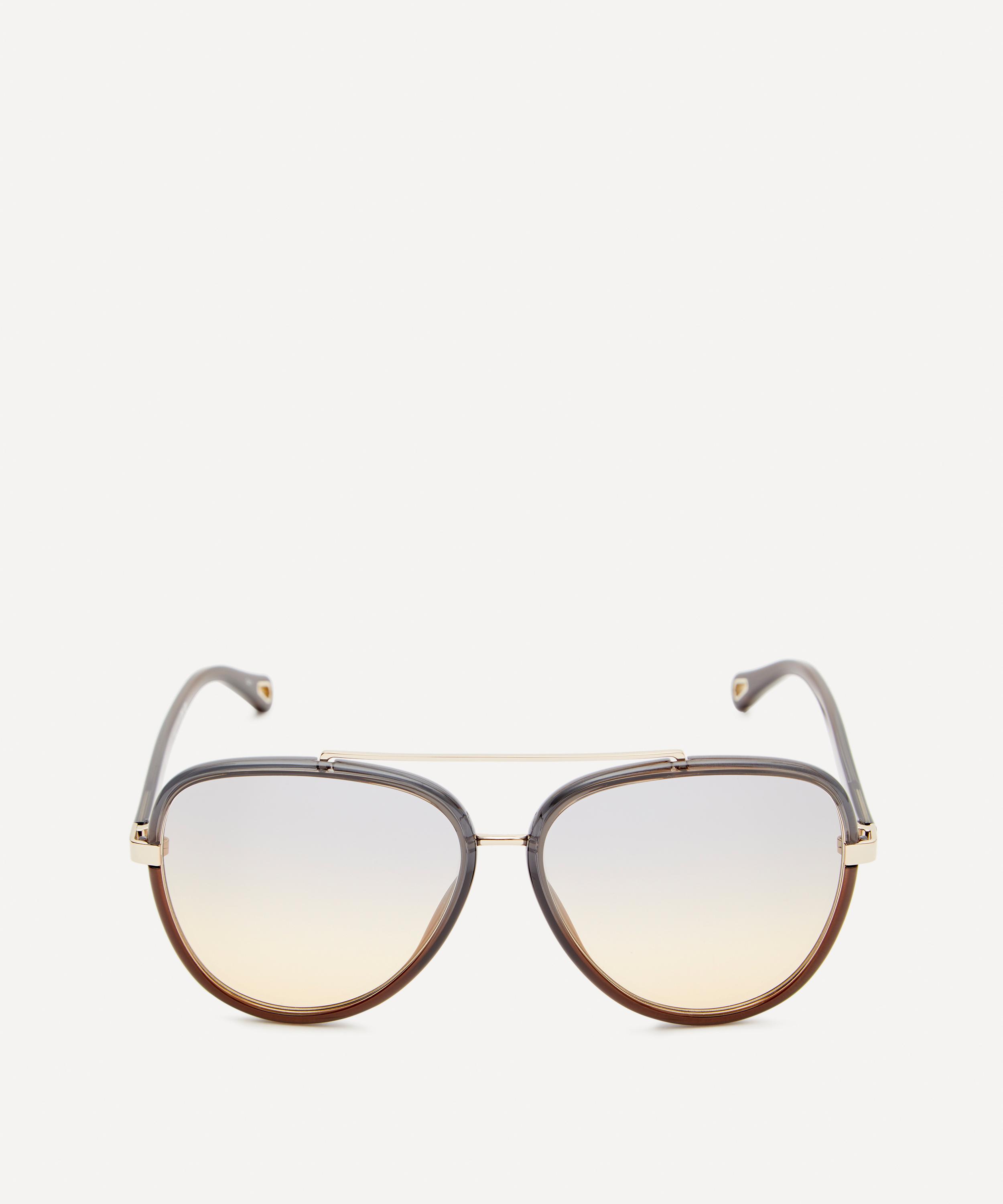 Chloé Aviator Acetate Sunglasses In Mid Grey