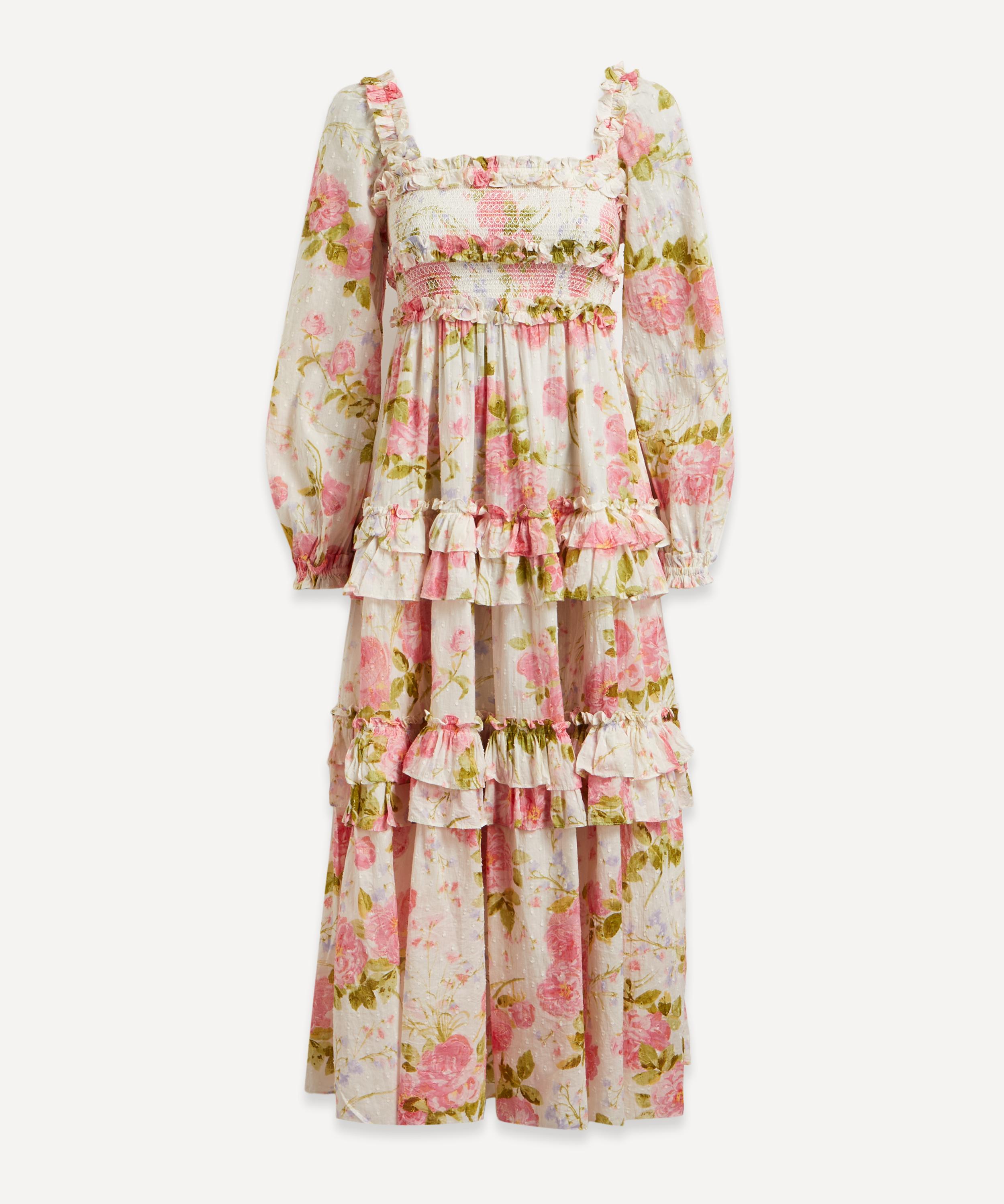 NEEDLE & THREAD NEEDLE & THREAD WOMEN'S ROSE BLUEBELL COTTON SMOCKED ANKLE GOWN 