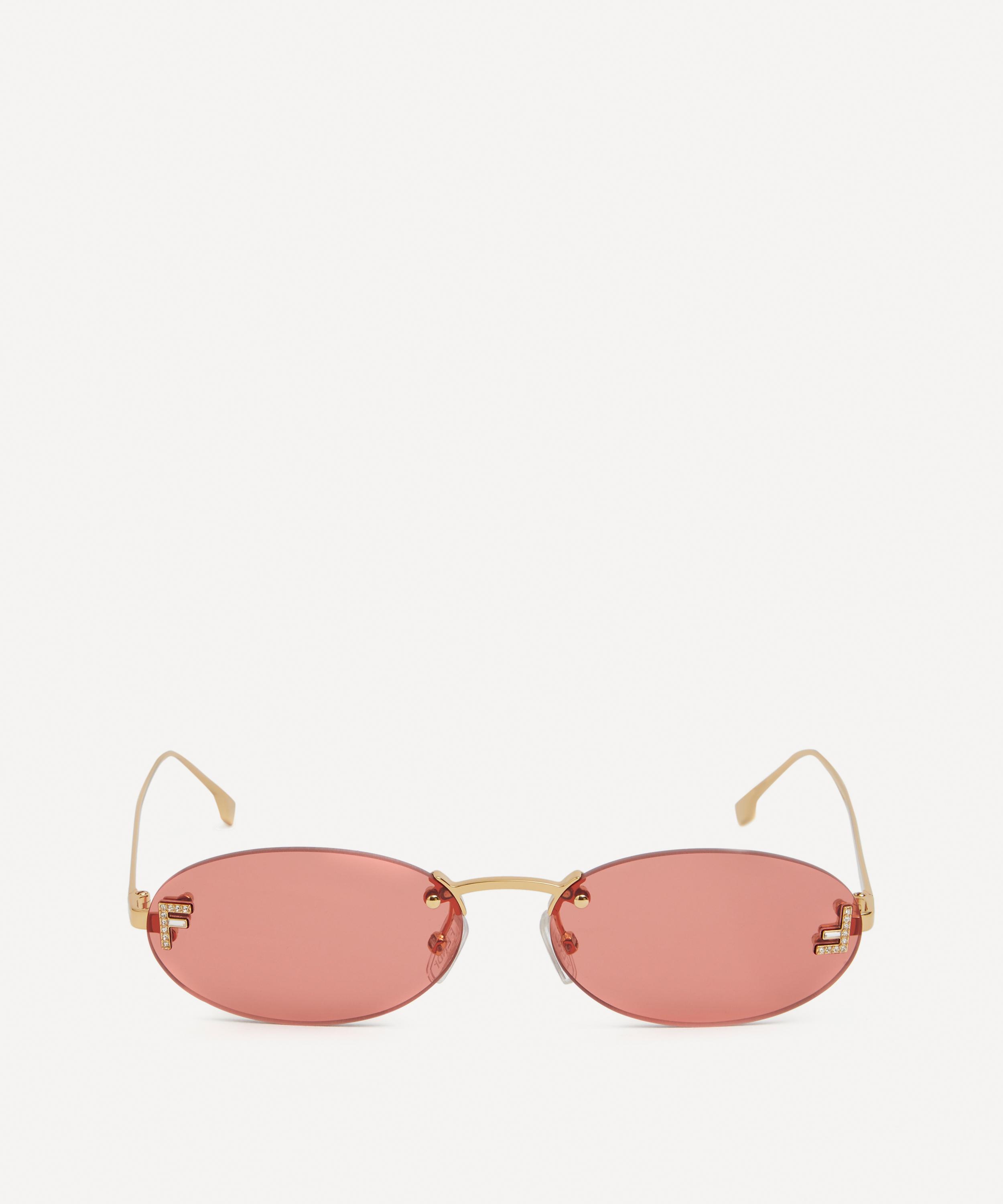 Shop Fendi Women's Oval Rimless Gold-tone Metal Sunglasses