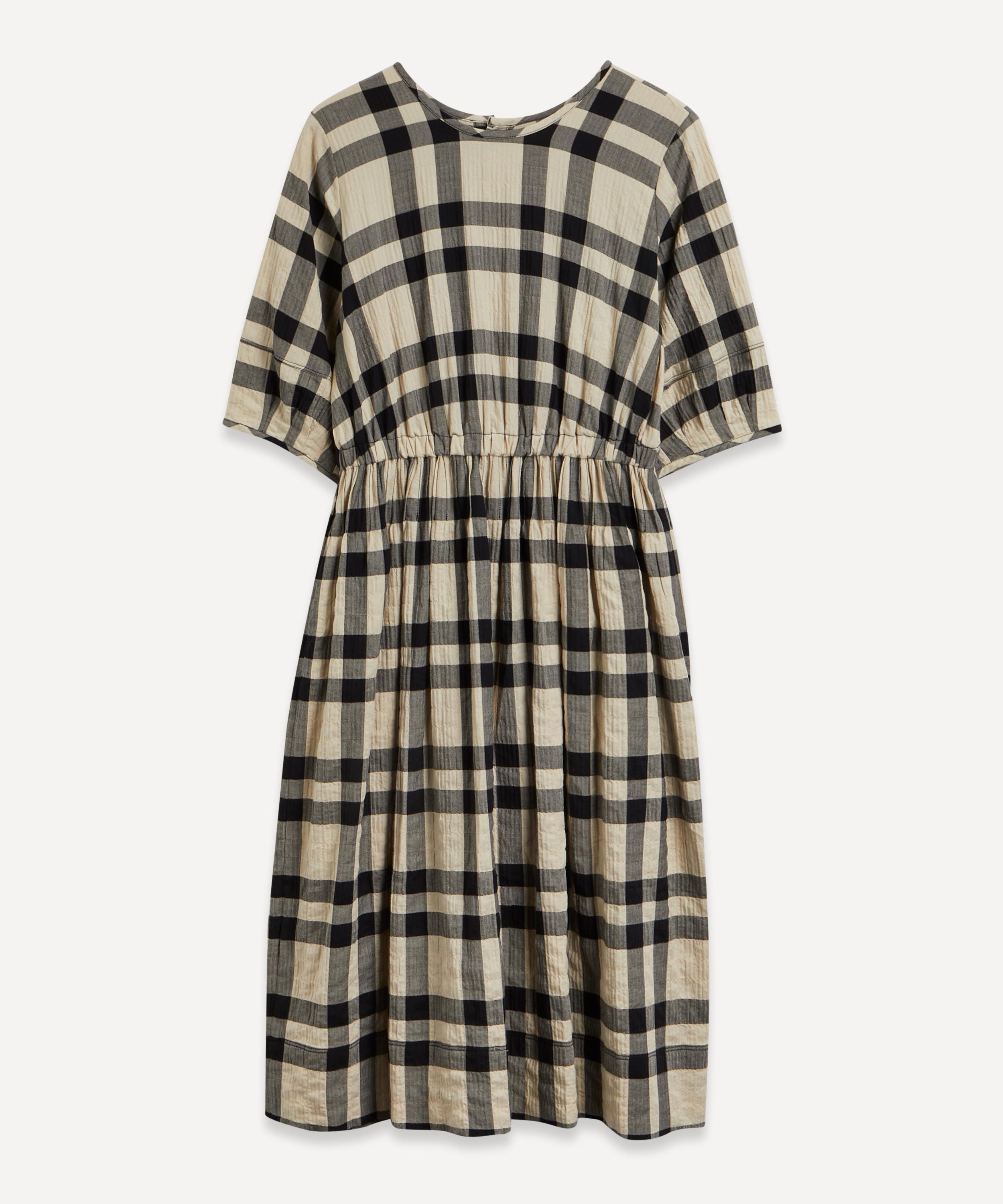 Ymc You Must Create Women's Garden Crinkle Check Dress In Black Stone