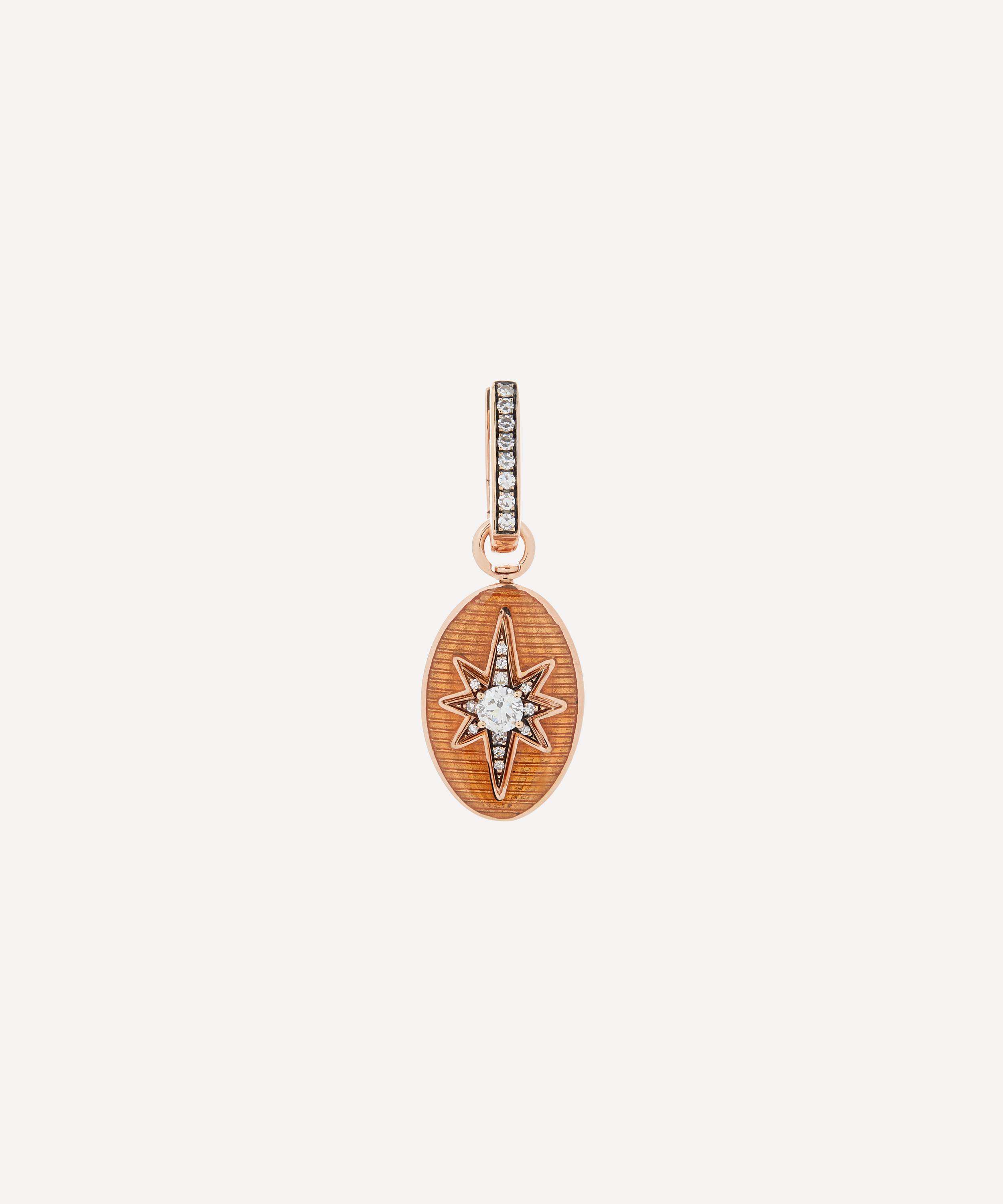 Shop Selim Mouzannar 18ct Rose Gold Aida Orange Enamel And Diamond Hoop Earring