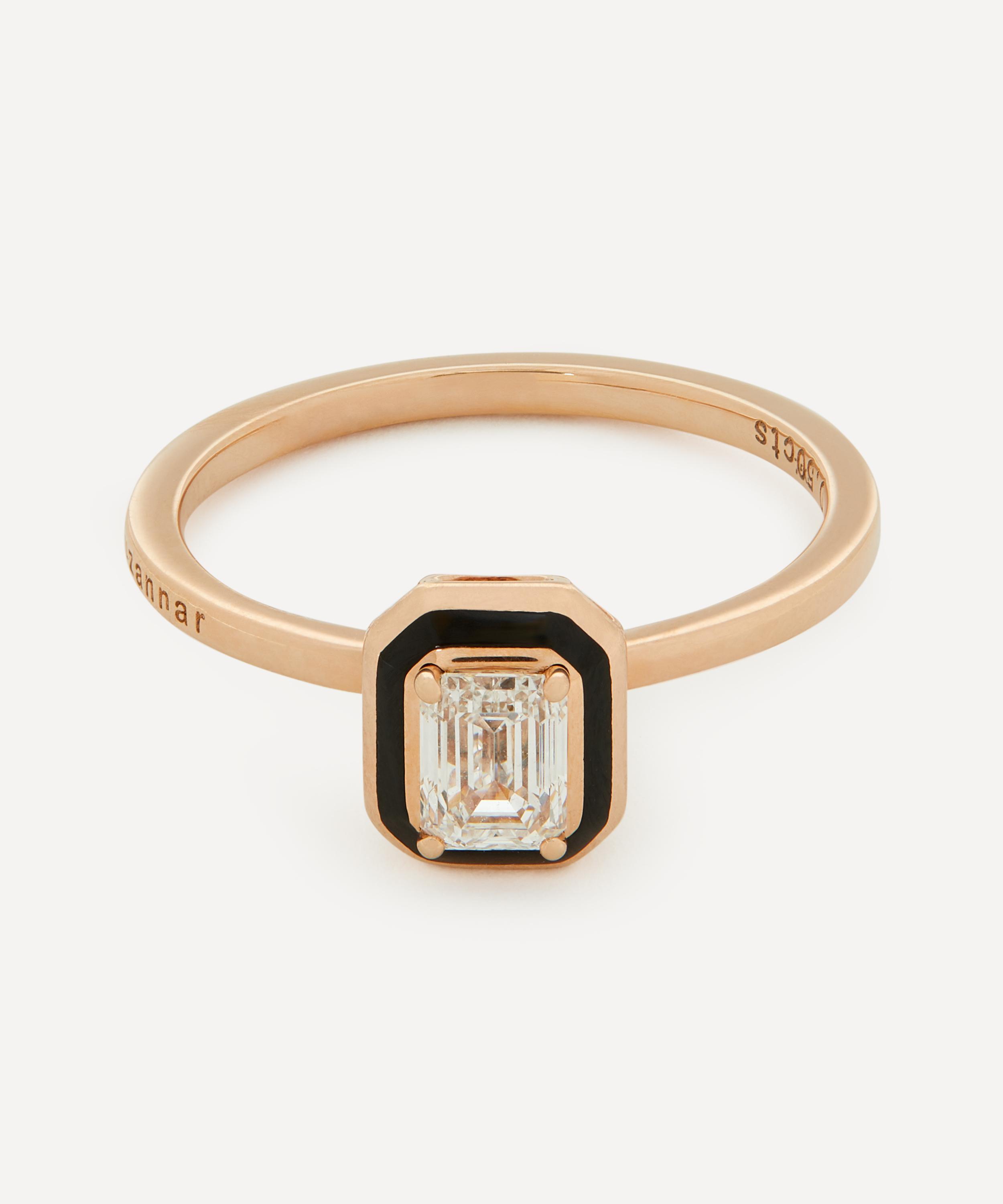 Shop Selim Mouzannar 18ct Rose Gold Mina Black Enamel Diamond Ring
