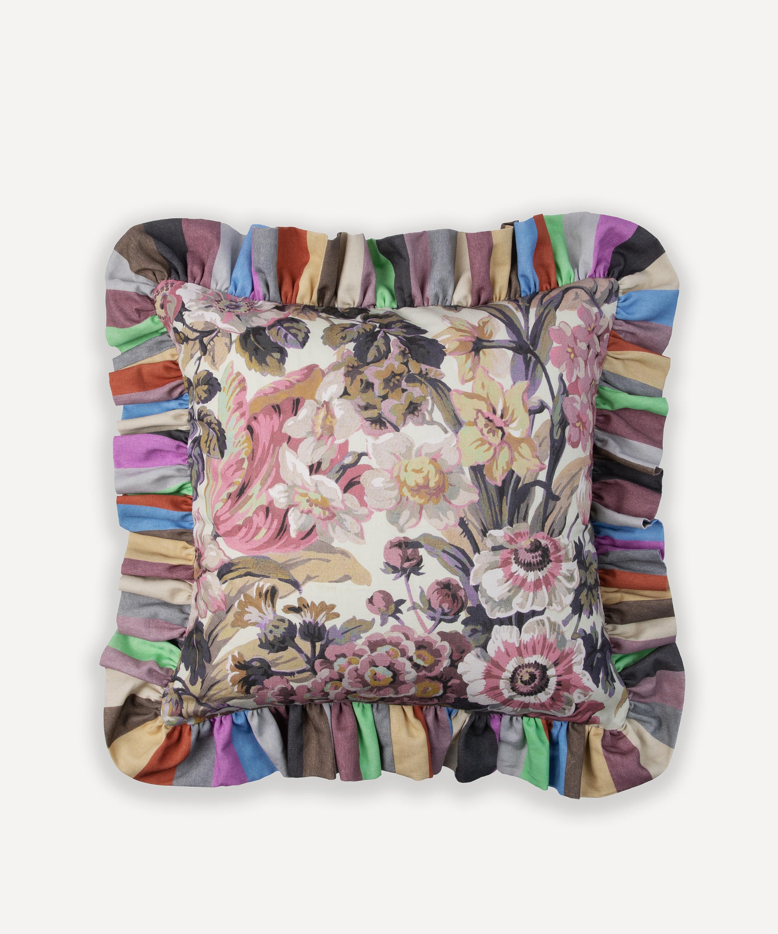 House Of Hackney Florescence Idris Medium Stripe Cotton Linen Frill Cushion