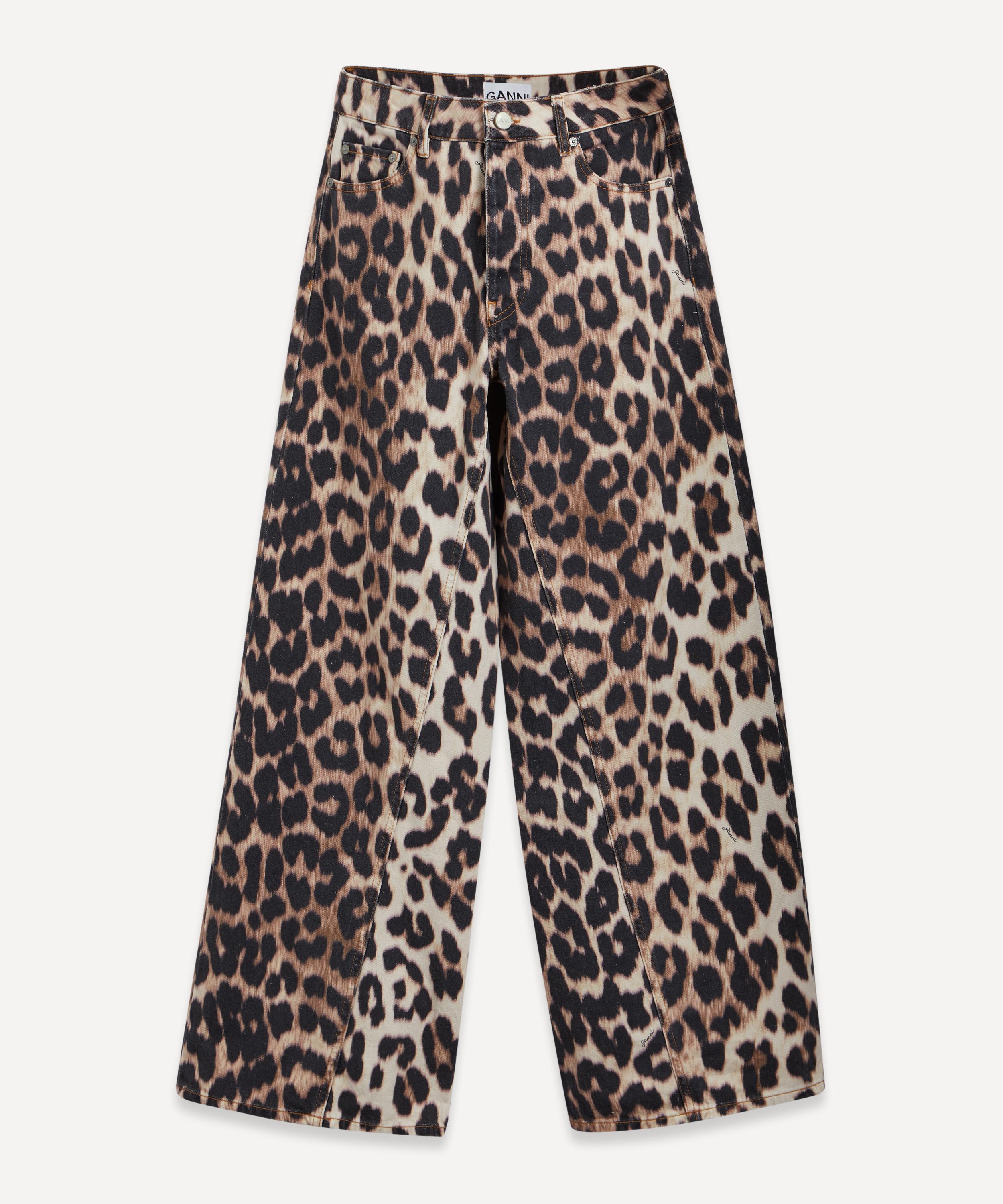 Ganni Women's Leopard Jozey Wide-leg Jeans