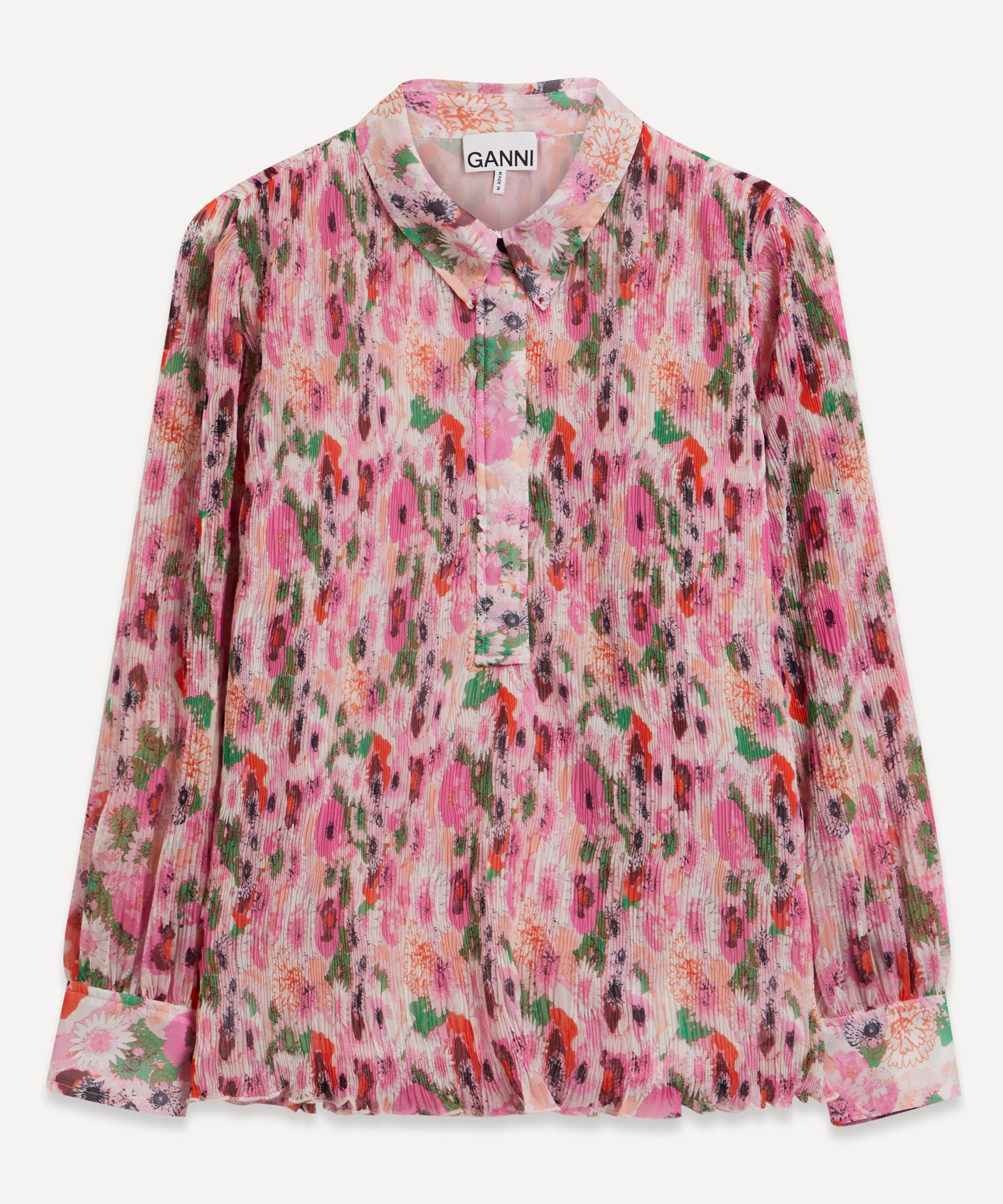 Ganni Women's Pleated Georgette Blouse