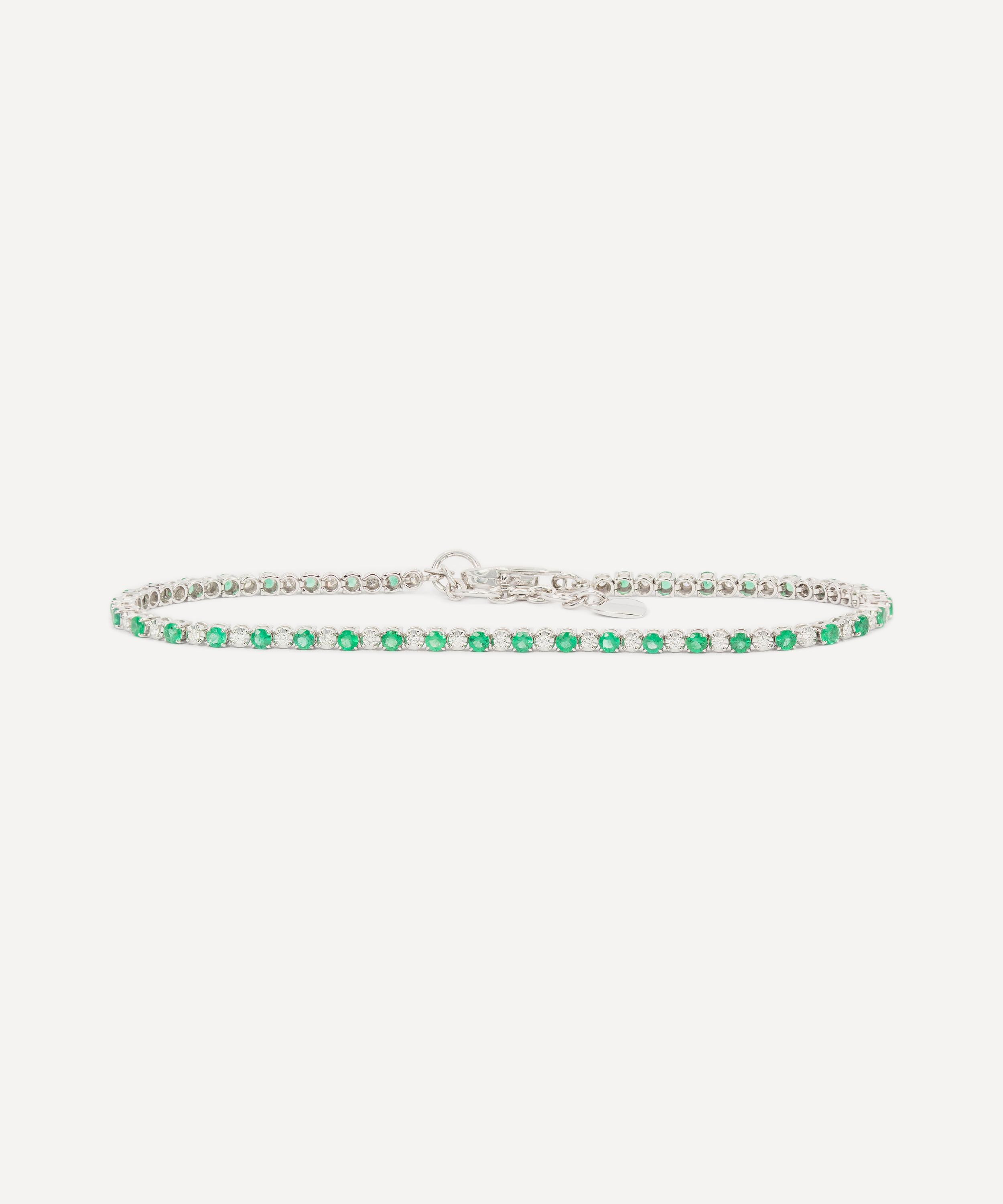Kojis 18ct White Gold Emerald And Diamond Tennis Bracelet
