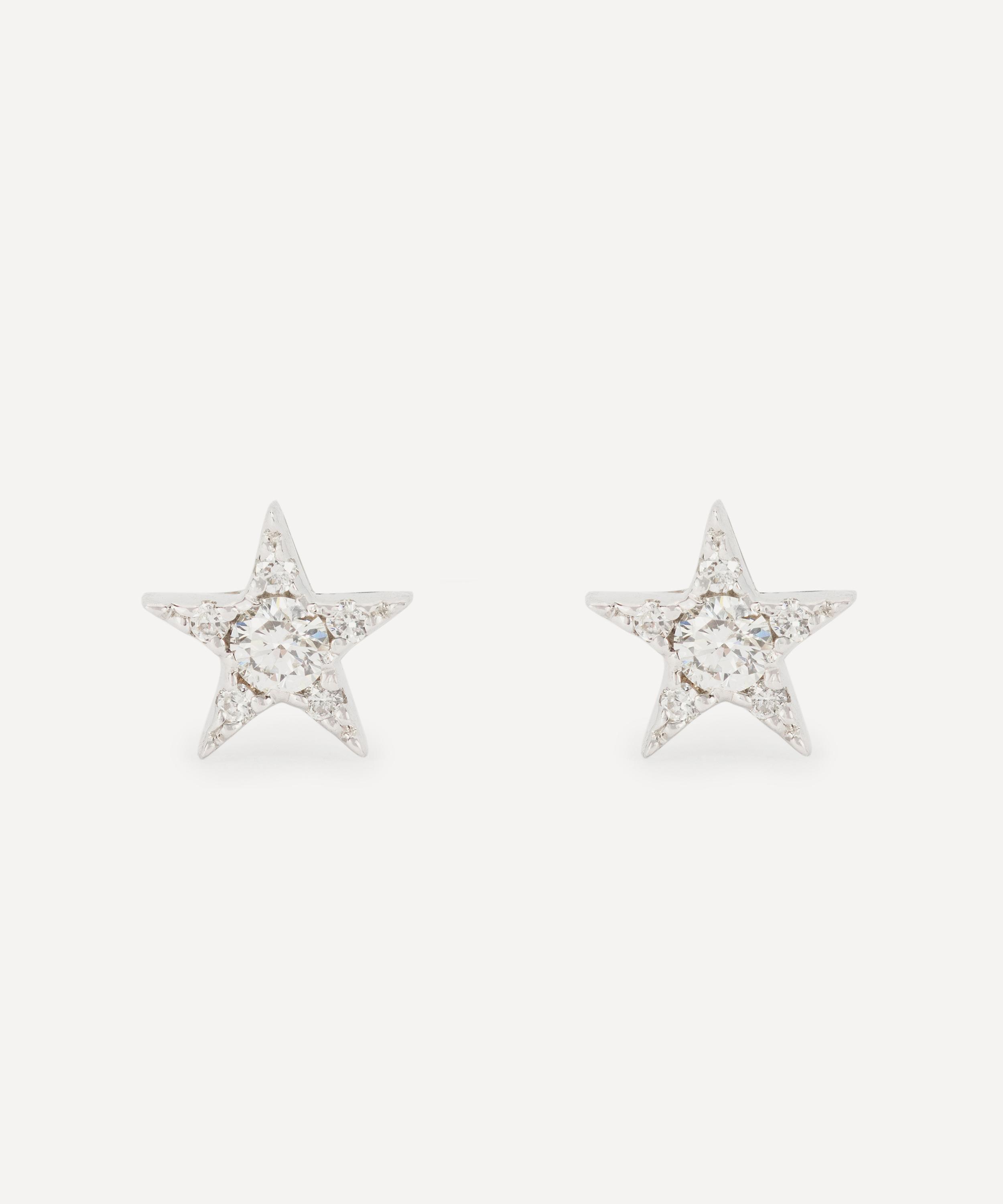Kojis 18ct White Gold Diamond Star Stud Earrings