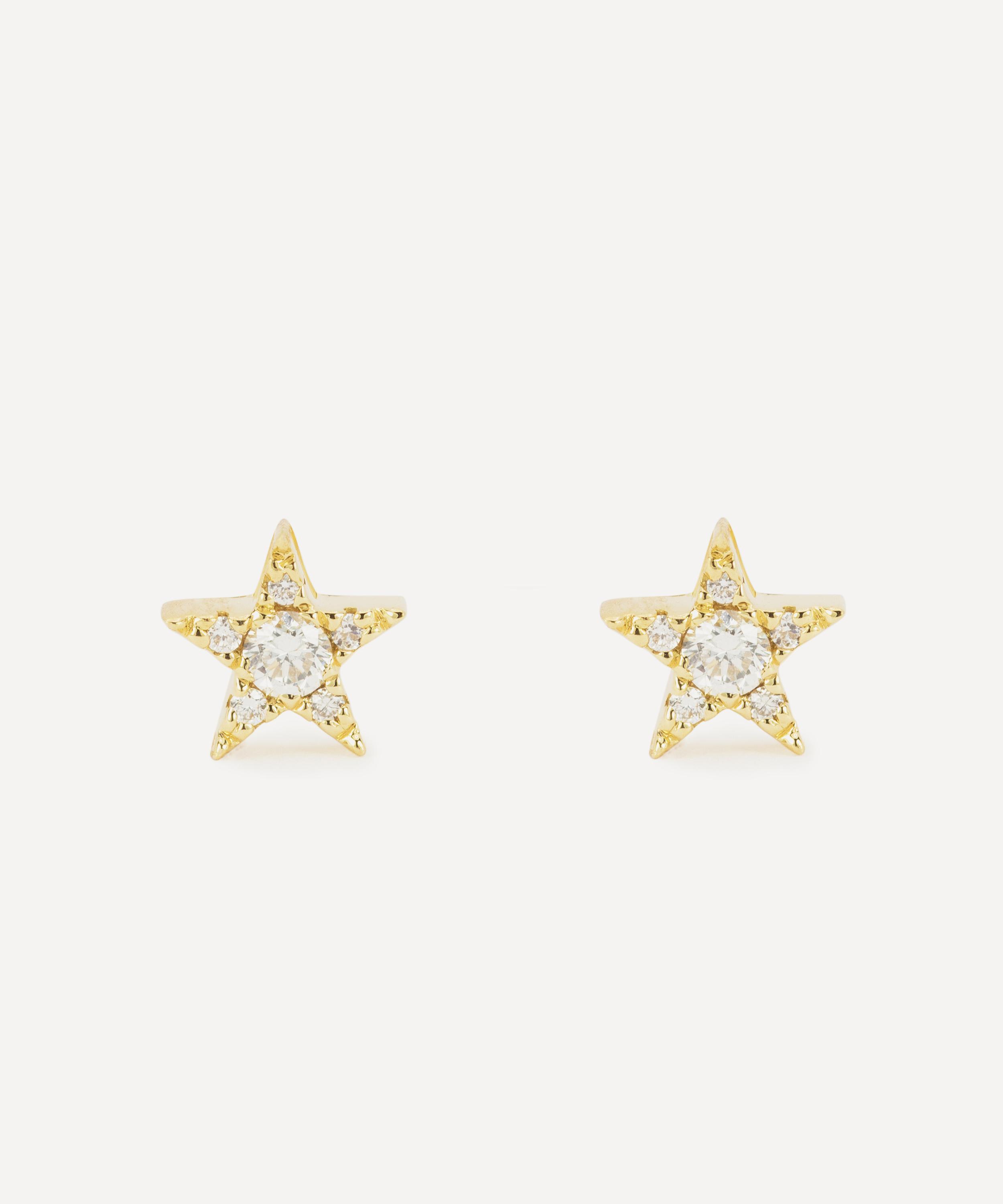 Kojis 18ct Gold Diamond Star Stud Earrings Luxury Christmas Gift / Present