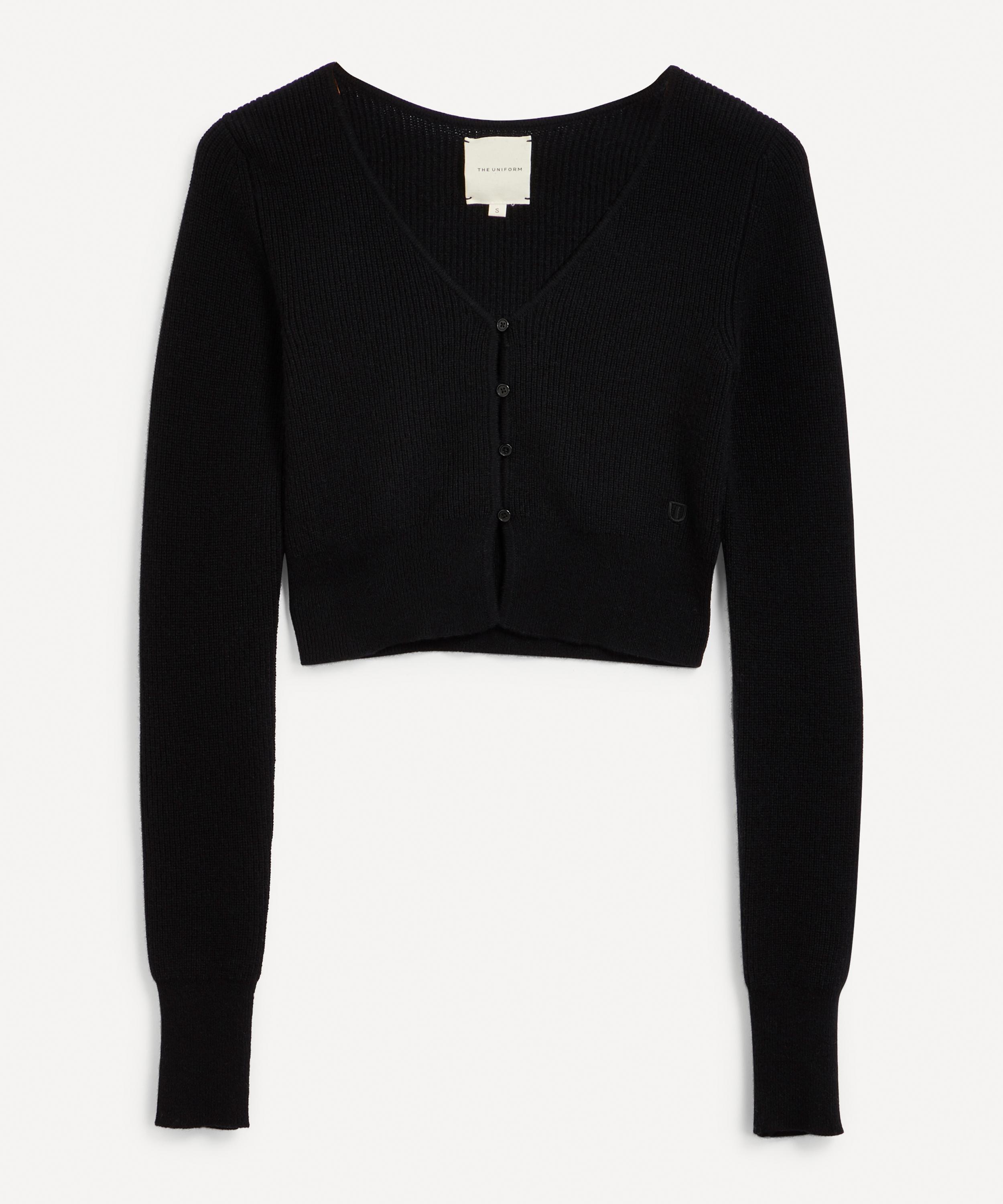 The Uniform Cashmere Little Cardigan In Black