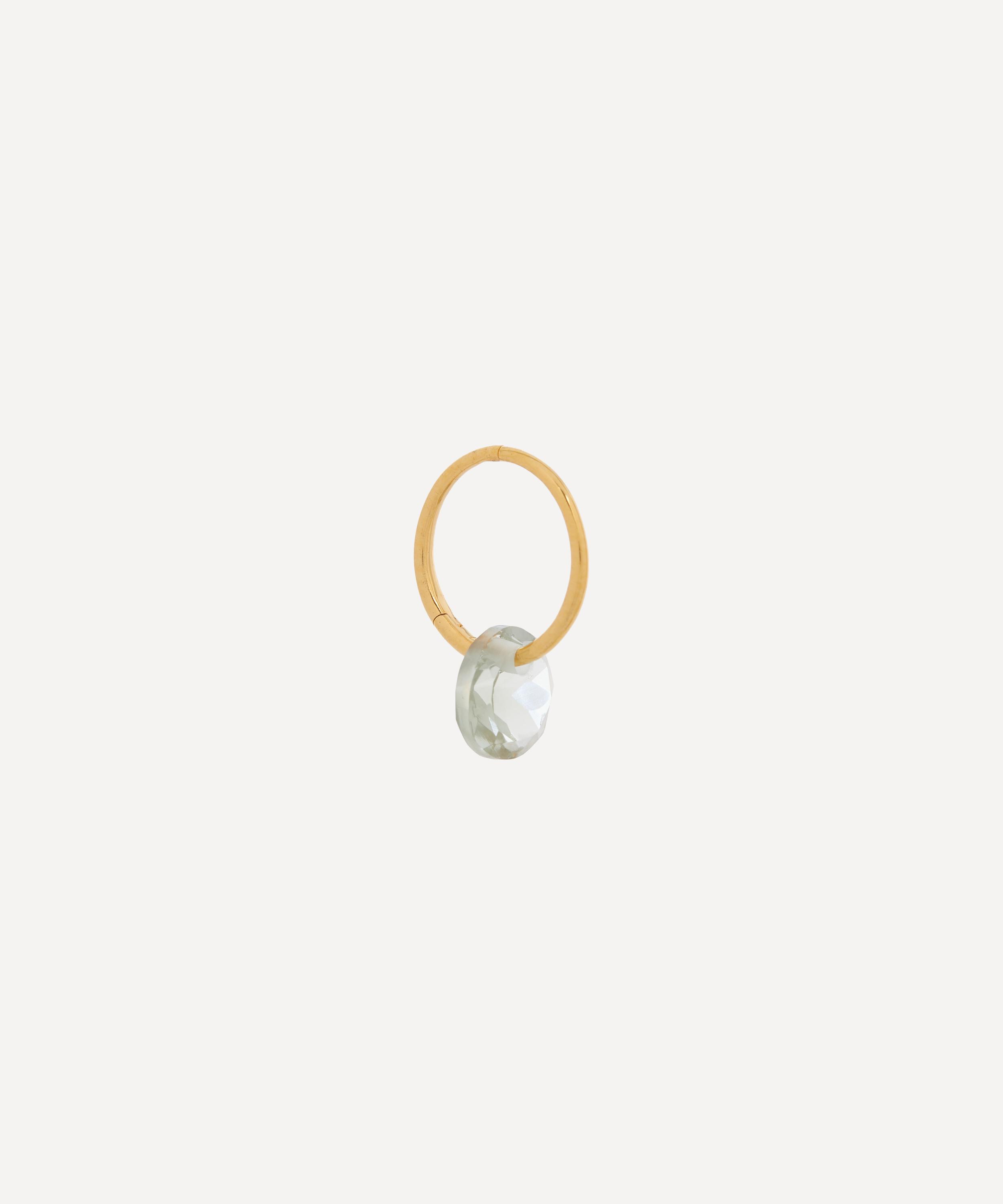 By Pariah 14ct Gold-plated Vermeil Silver Single February Birthstone Hoop Earring In Light Green