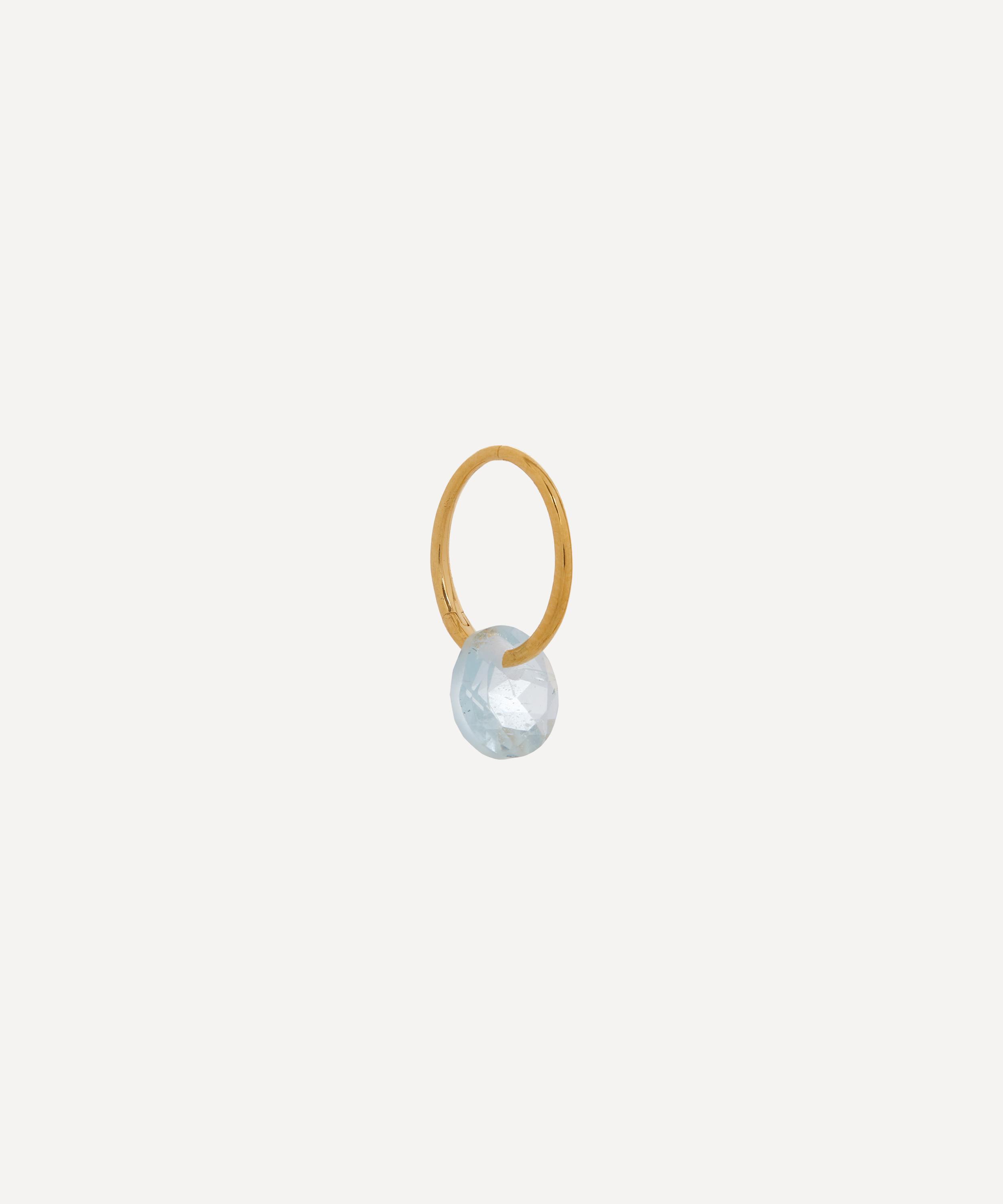 By Pariah 14ct Gold-plated Vermeil Silver Single March Birthstone Hoop Earring In Light Blue