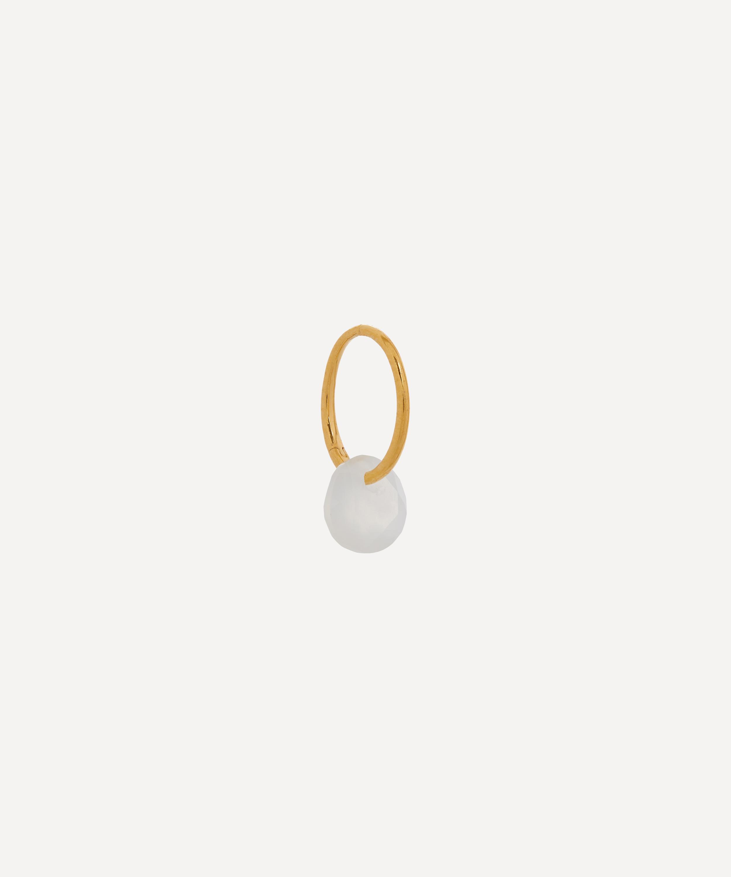By Pariah 14ct Gold-plated Vermeil Silver Single June Birthstone Hoop Earring In Cream