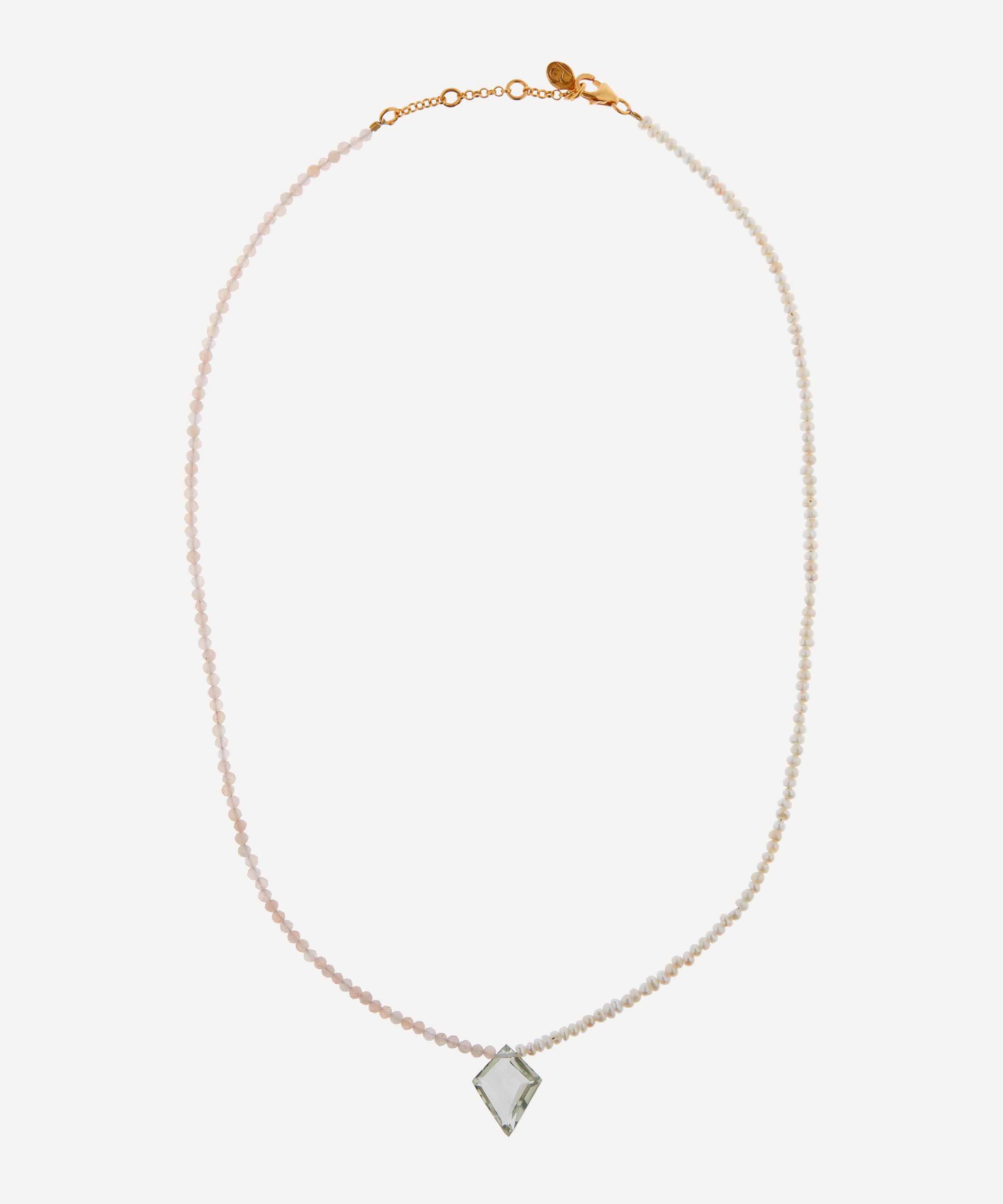 By Pariah 14ct Gold-plated Vermeil Silver Pea Pearl And Moonstone Beaded Necklace In Multi