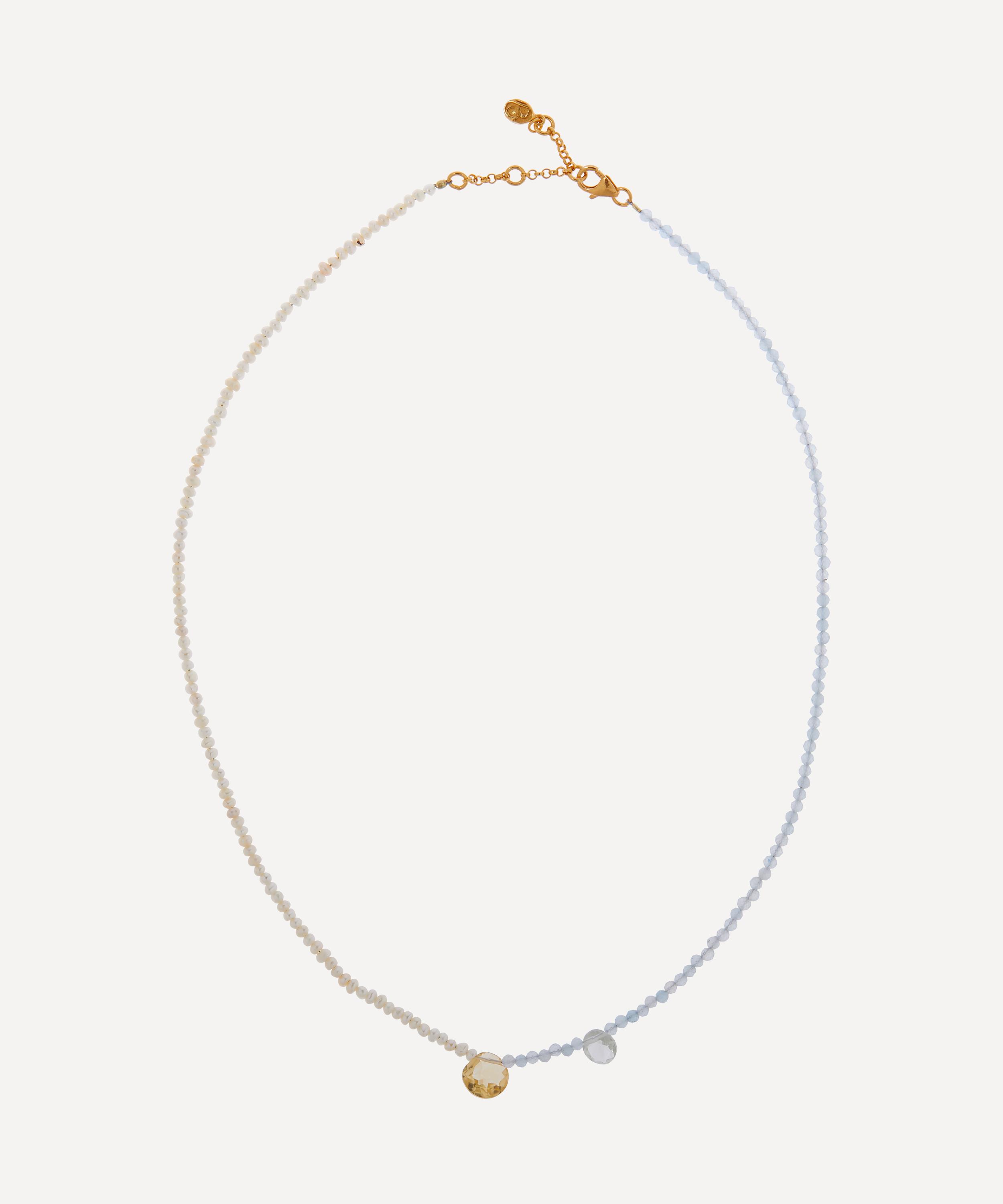 By Pariah 14ct Gold-plated Vermeil Silver Pearl And Chalcedony Beaded Necklace In Multi
