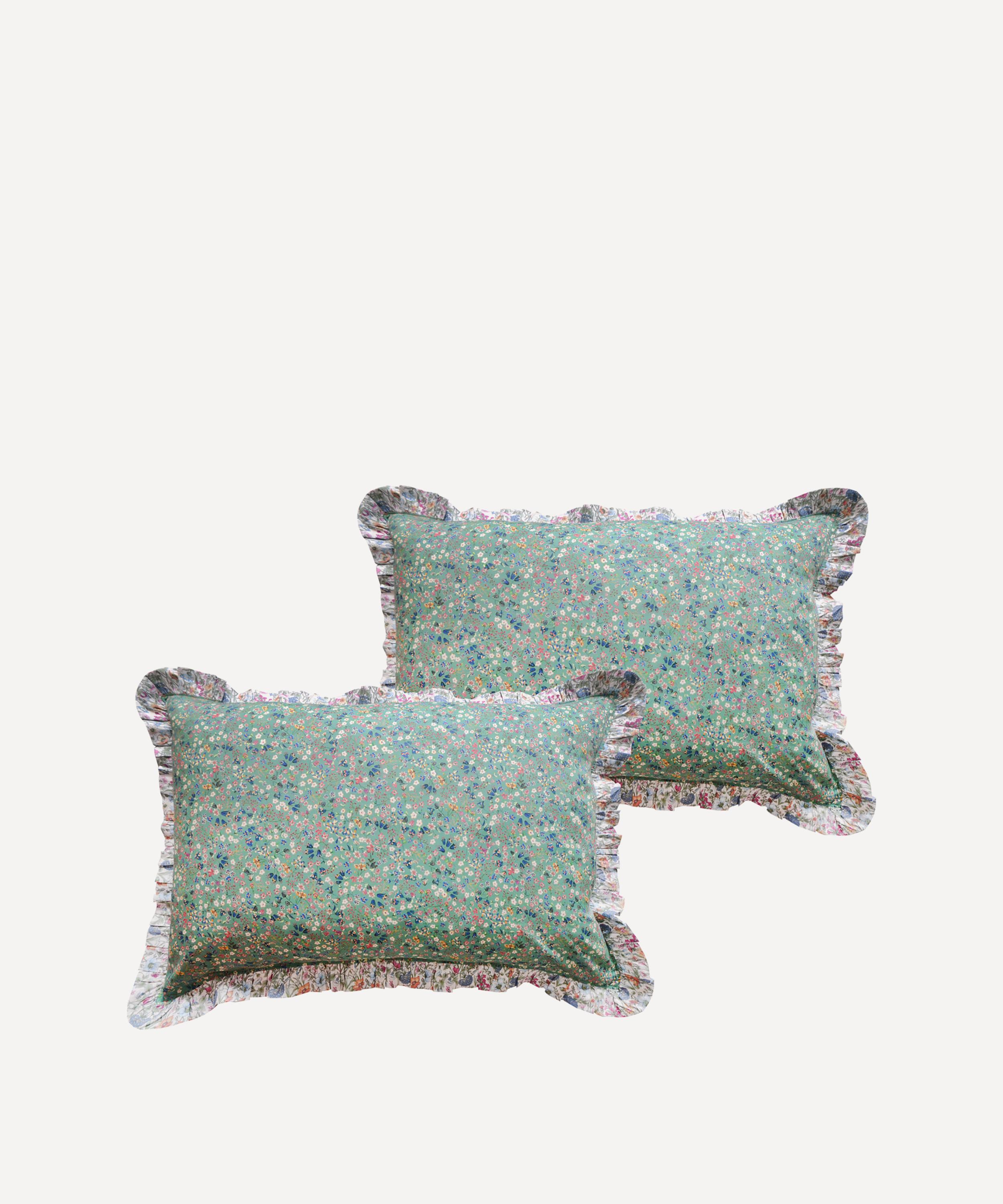 Coco & Wolf Donna Leigh And Rachel Frill Edge Pillowcases Set Of Two In Green