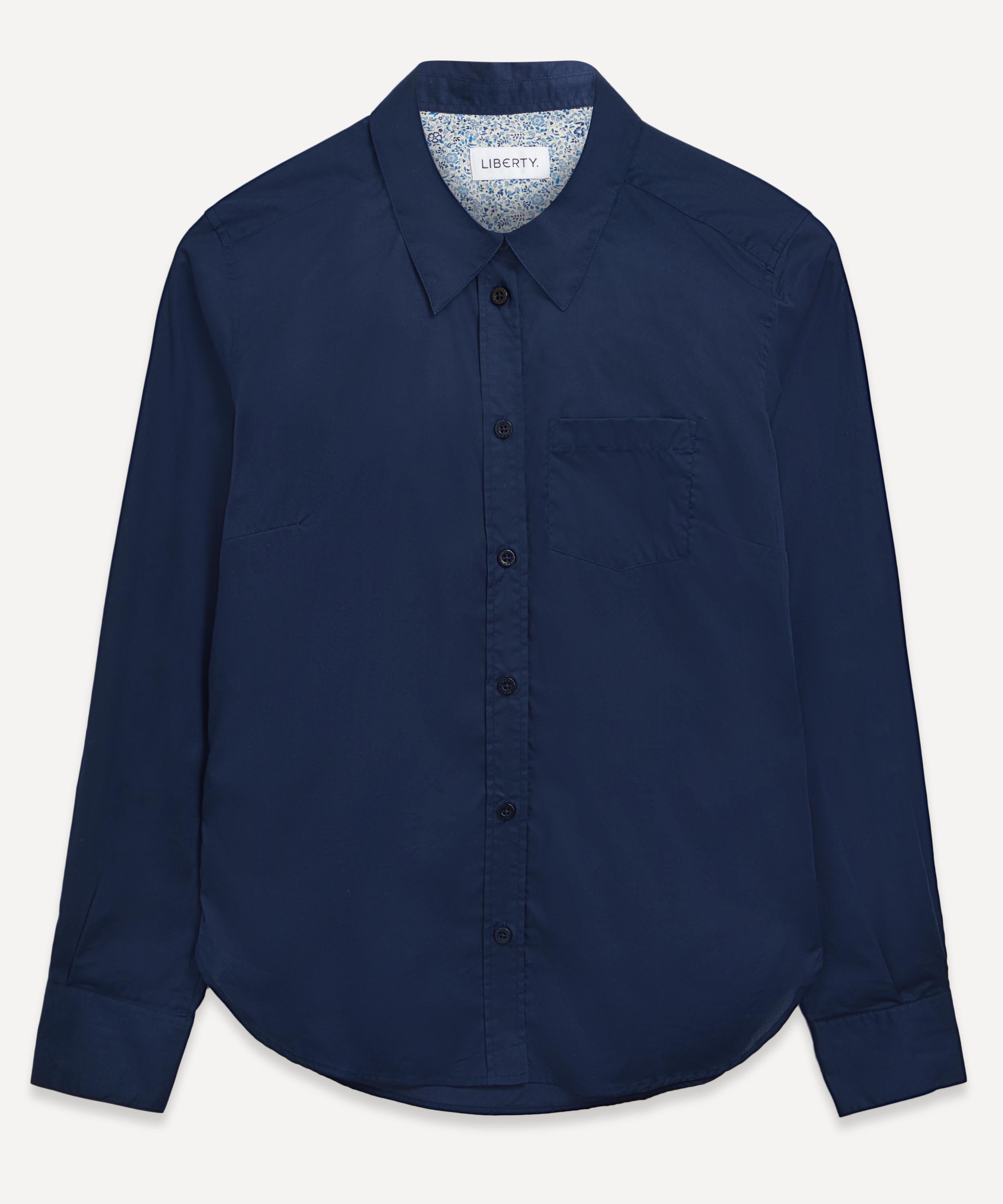 Liberty Women's Navy Fitted Tana Lawn Cotton Shirt