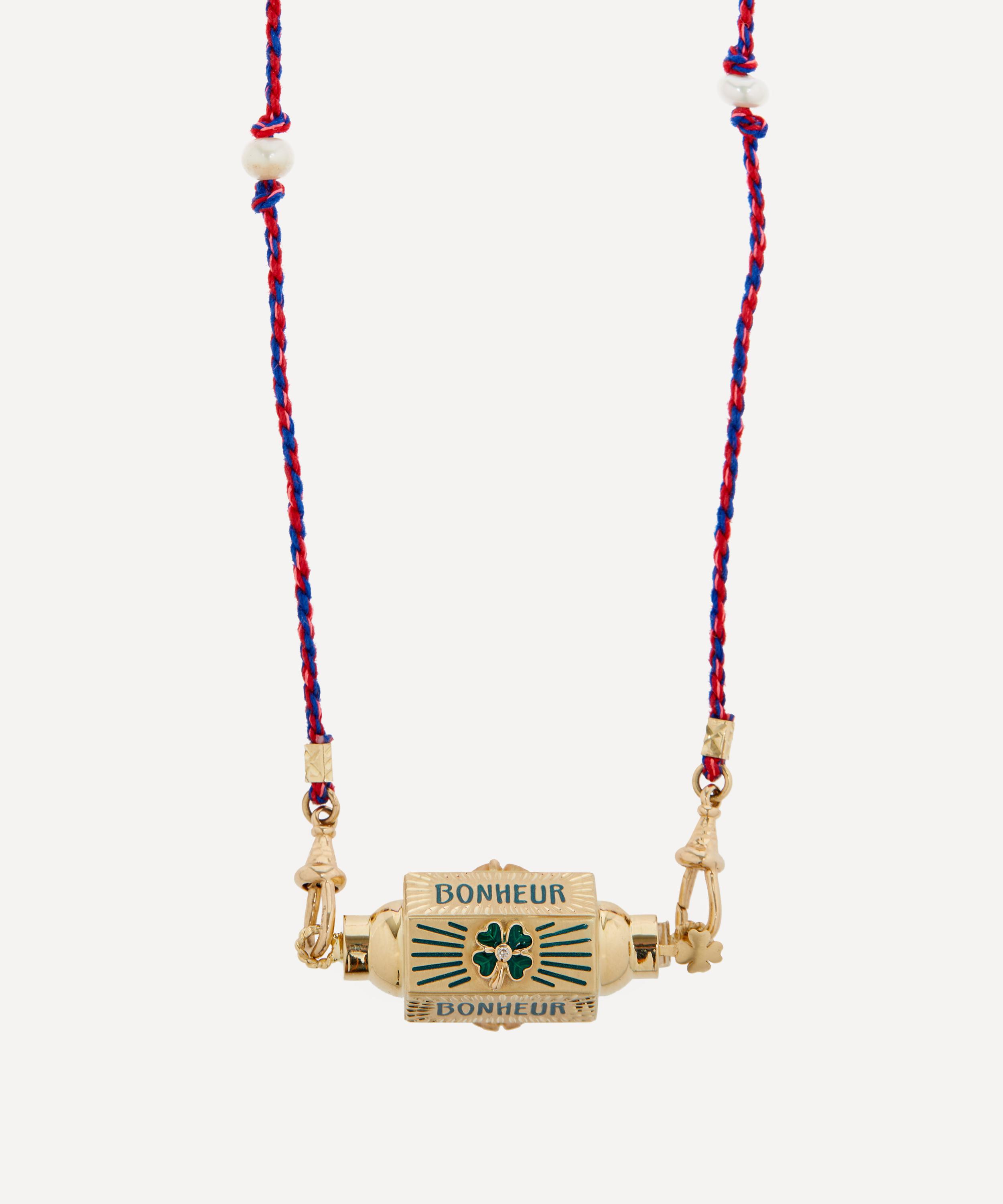 Marie Lichtenberg 14ct Gold Bonheur Clover Locket Necklace