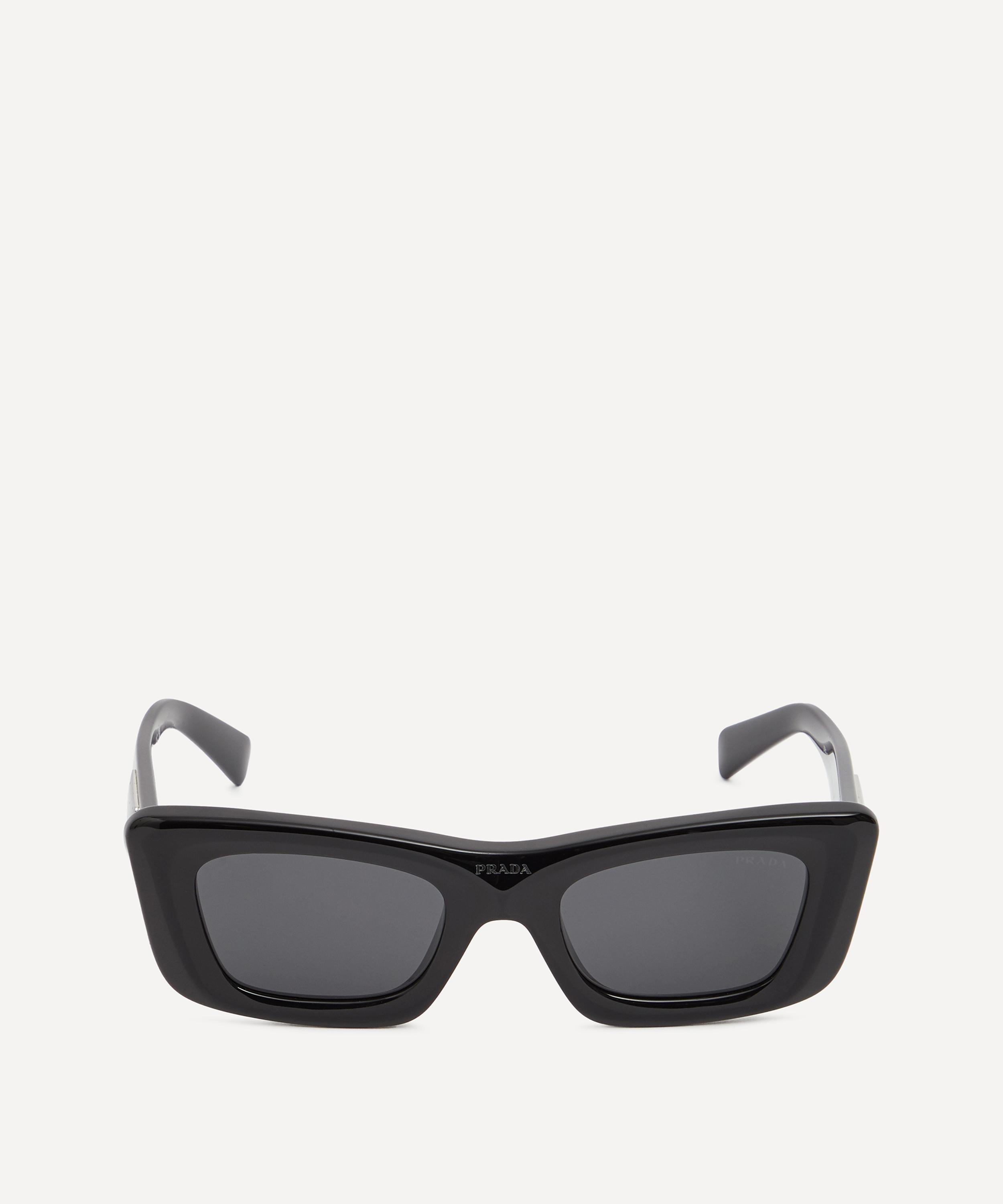 Shop Prada Women's Rectangular Sunglasses In Black